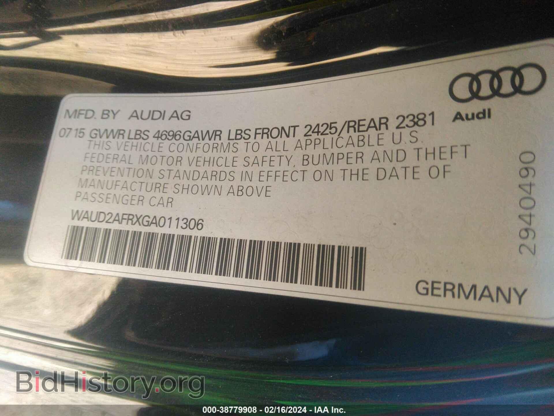2016 AUDI A5 - VIN: WAUD2AFRXGA011306 - Фото 9