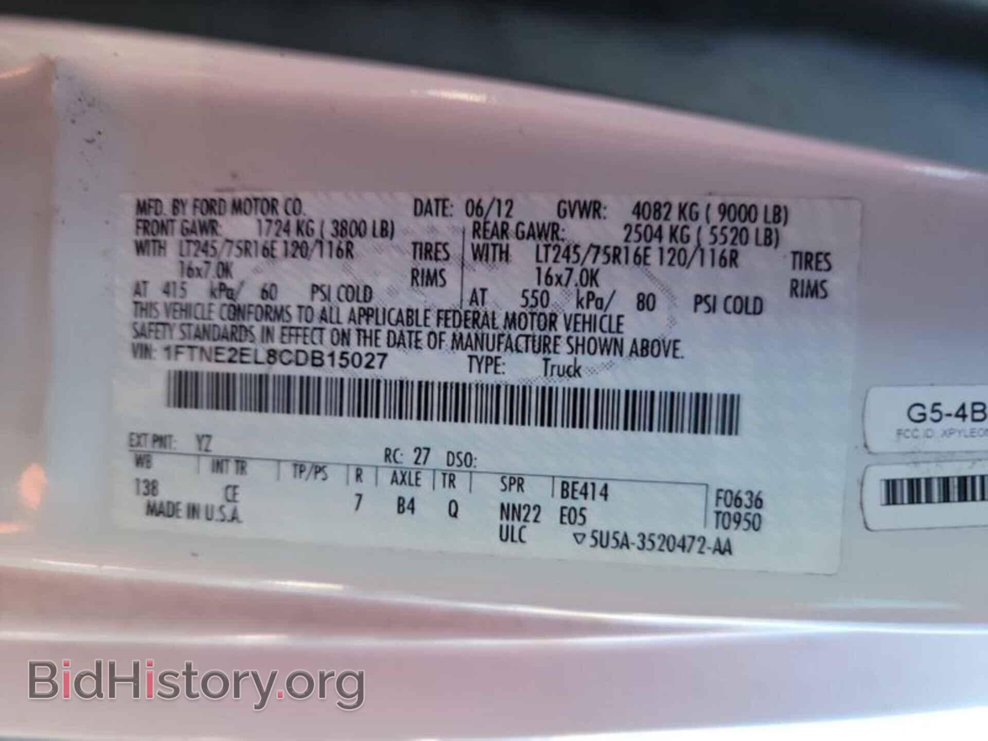 2012 FORD ECONOLINE - VIN: 1FTNE2EL8CDB15027 - Photo 3