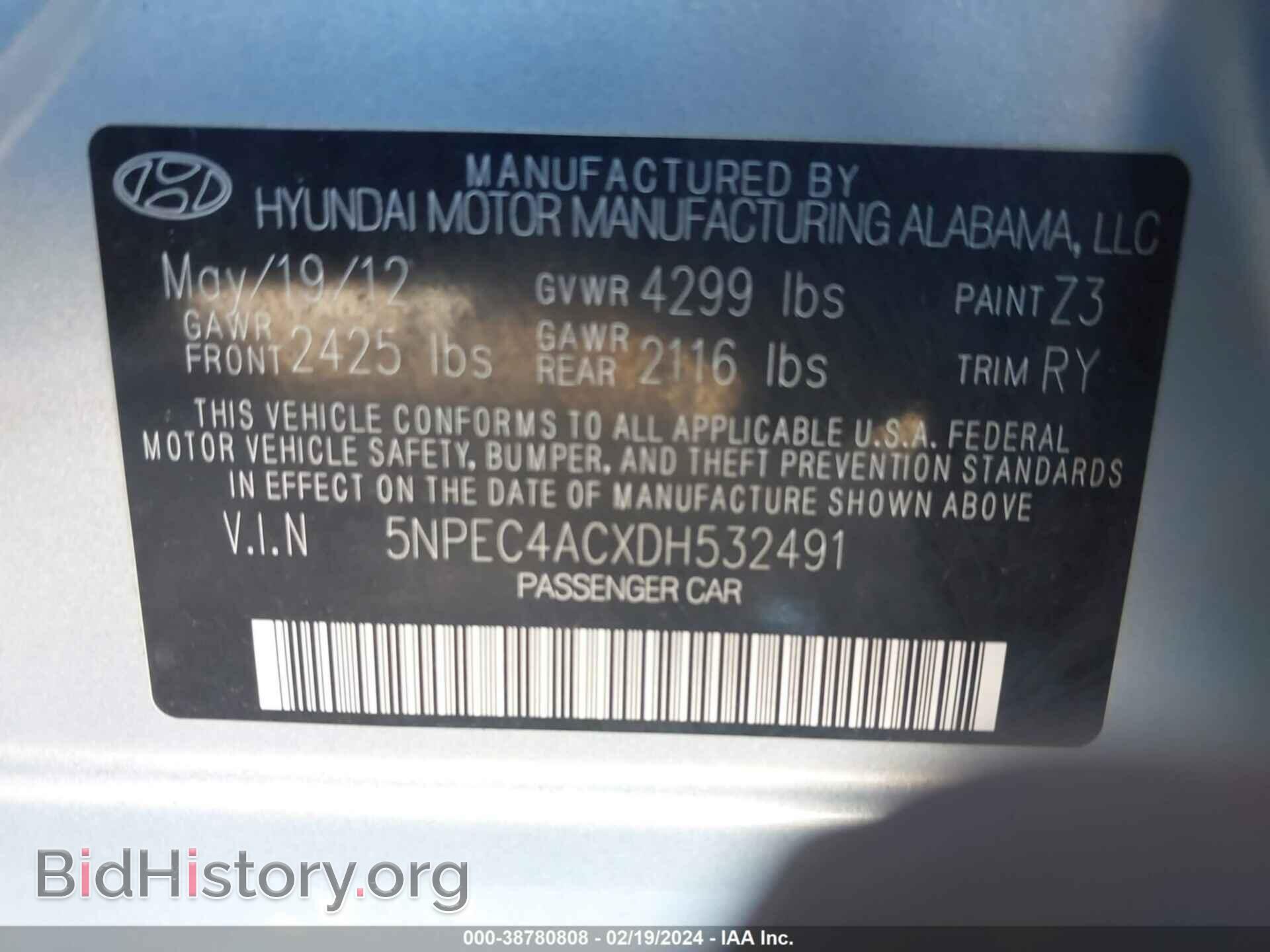 2013 HYUNDAI SONATA - VIN: 5NPEC4ACXDH532491 - Photo 9