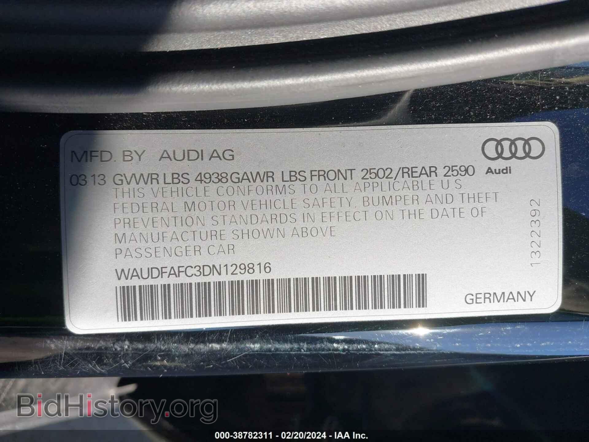 2013 AUDI A6 - VIN: WAUDFAFC3DN129816 - Фото 9