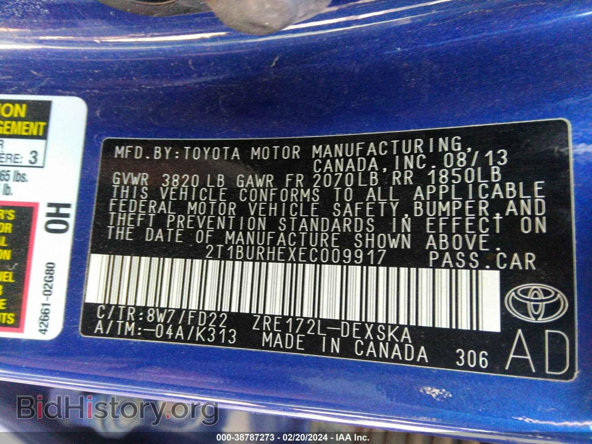 2014 TOYOTA COROLLA - VIN: 2T1BURHEXEC009917 - Photo 9