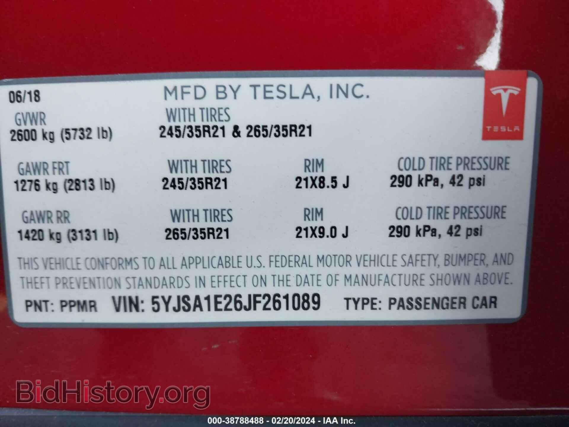 2018 TESLA MODEL S - VIN: 5YJSA1E26JF261089 - Фото 9