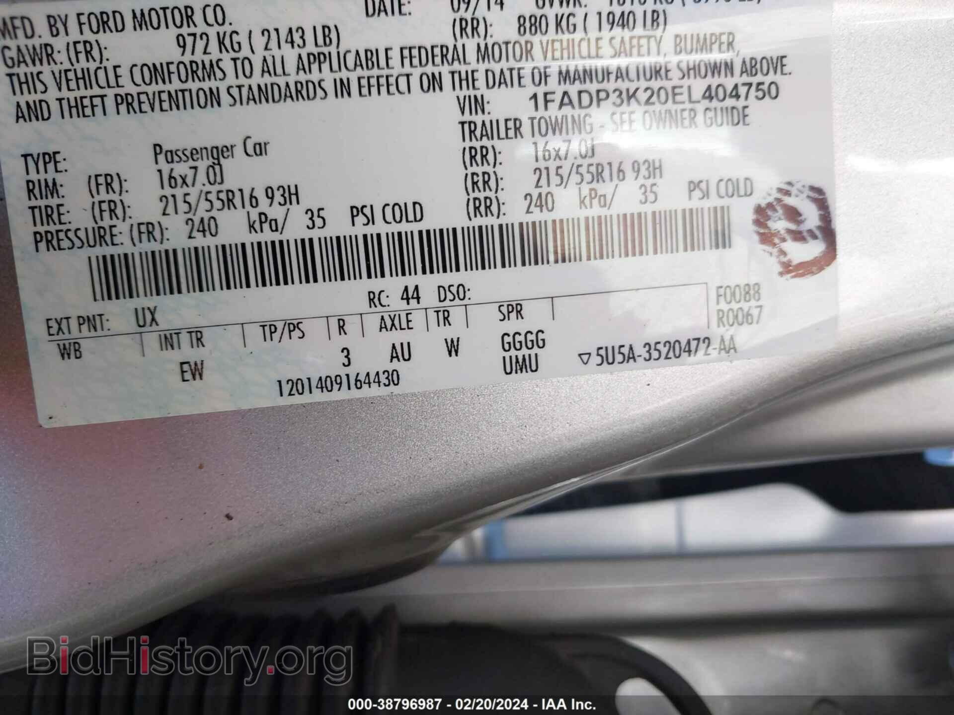 2014 FORD FOCUS - VIN: 1FADP3K20EL404750 - Photo 9
