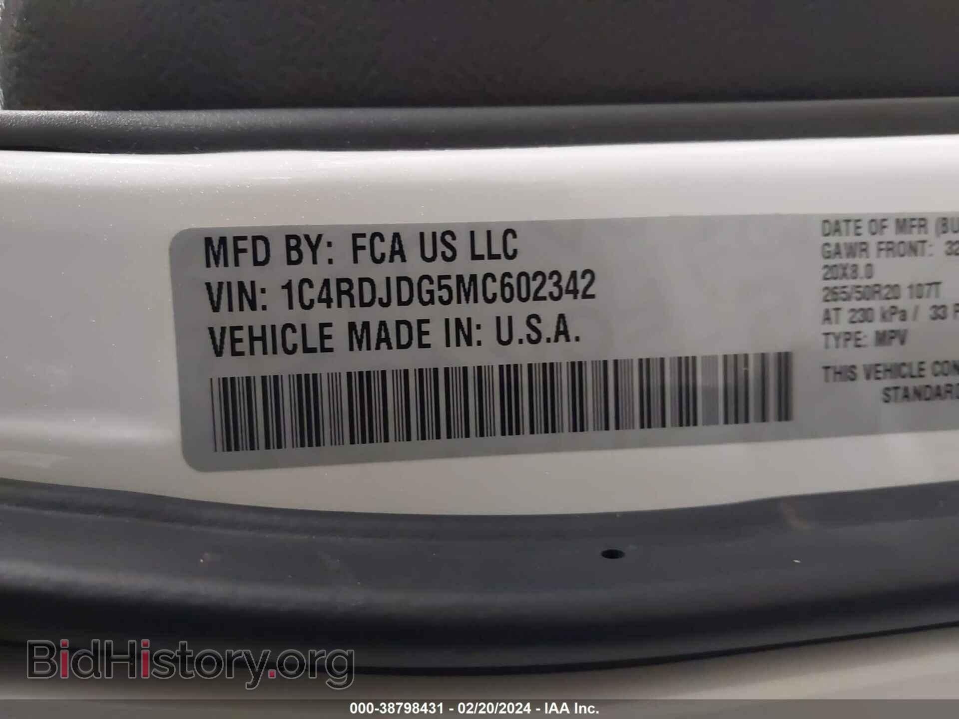 2021 DODGE DURANGO - VIN: 1C4RDJDG5MC602342 - Фото 9
