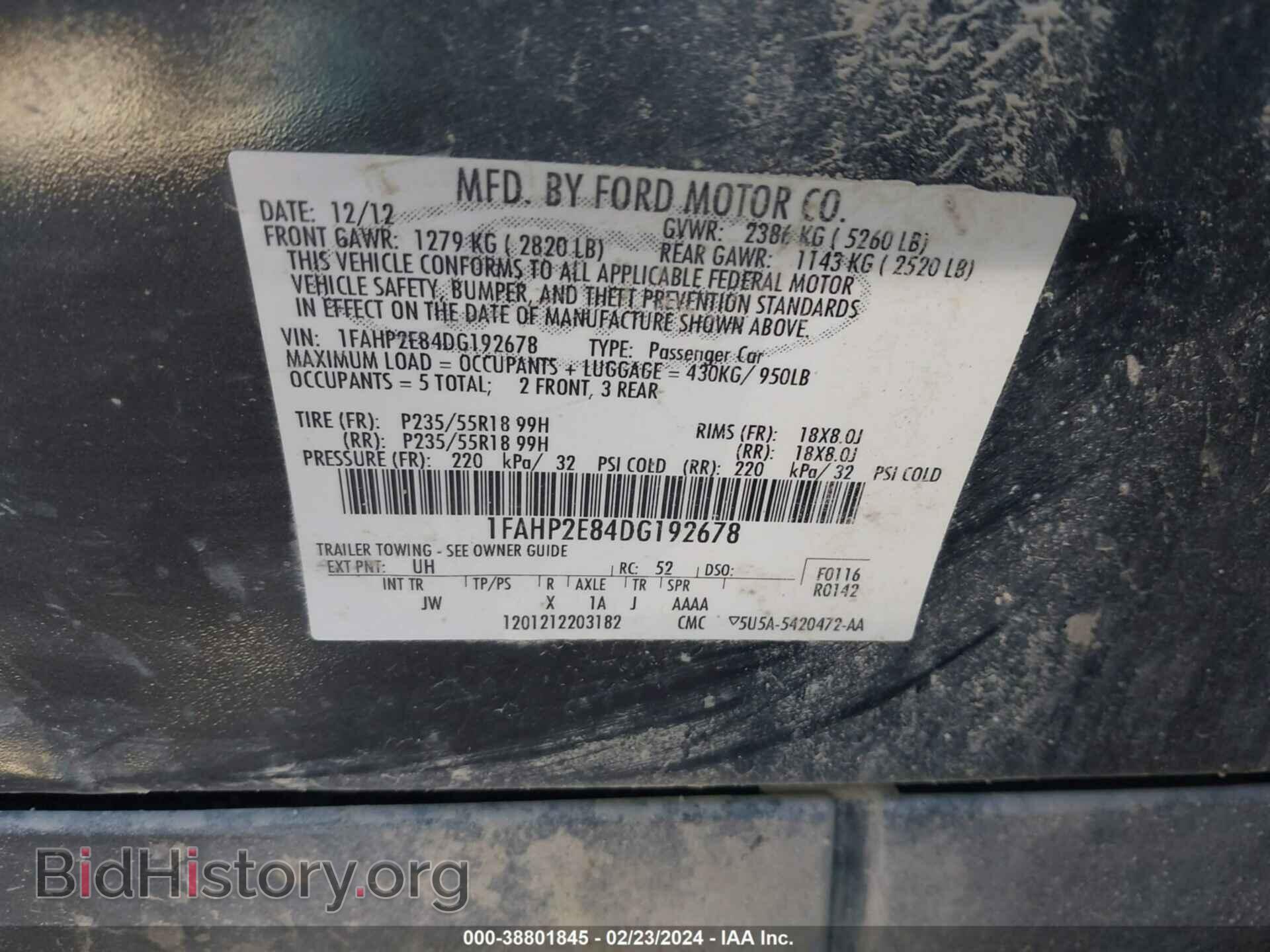 2013 FORD TAURUS - VIN: 1FAHP2E84DG192678 - Фото 9