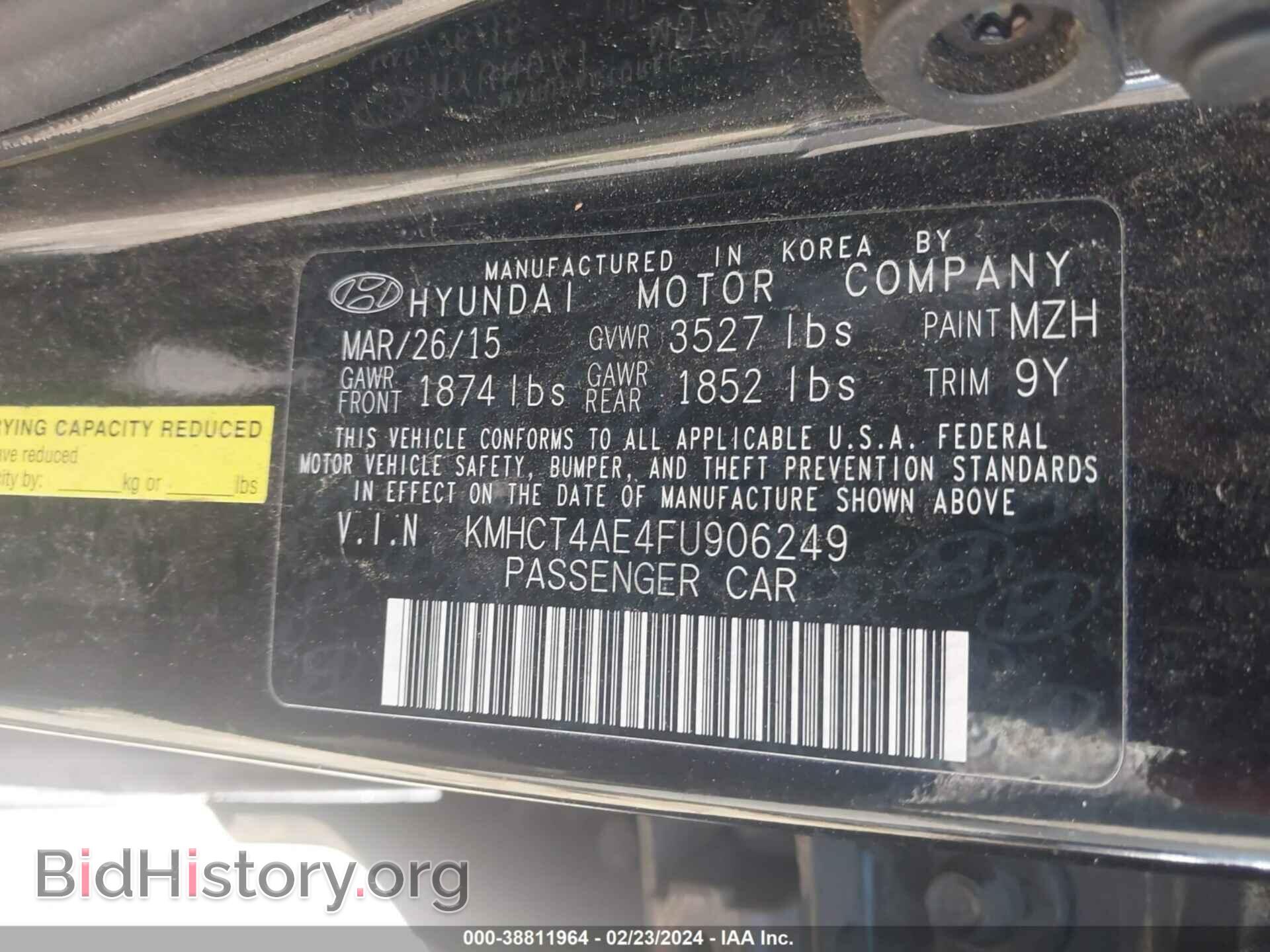 2015 HYUNDAI ACCENT - VIN: KMHCT4AE4FU906249 - Фото 9