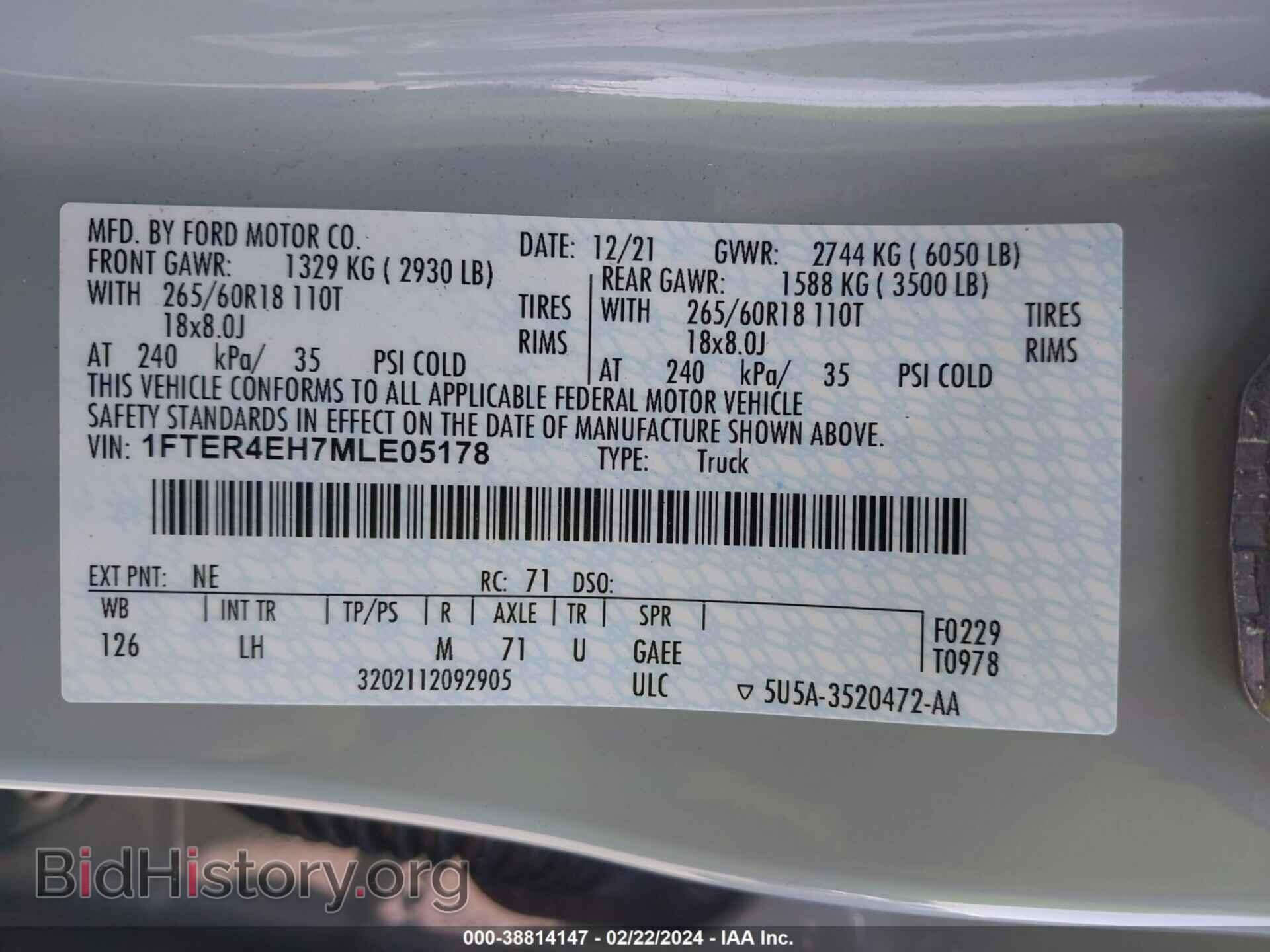 2021 FORD RANGER - VIN: 1FTER4EH7MLE05178 - Фото 9