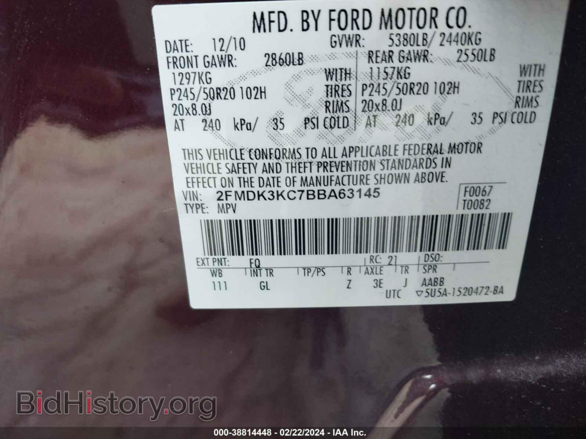 2011 FORD EDGE - VIN: 2FMDK3KC7BBA63145 - Photo 9