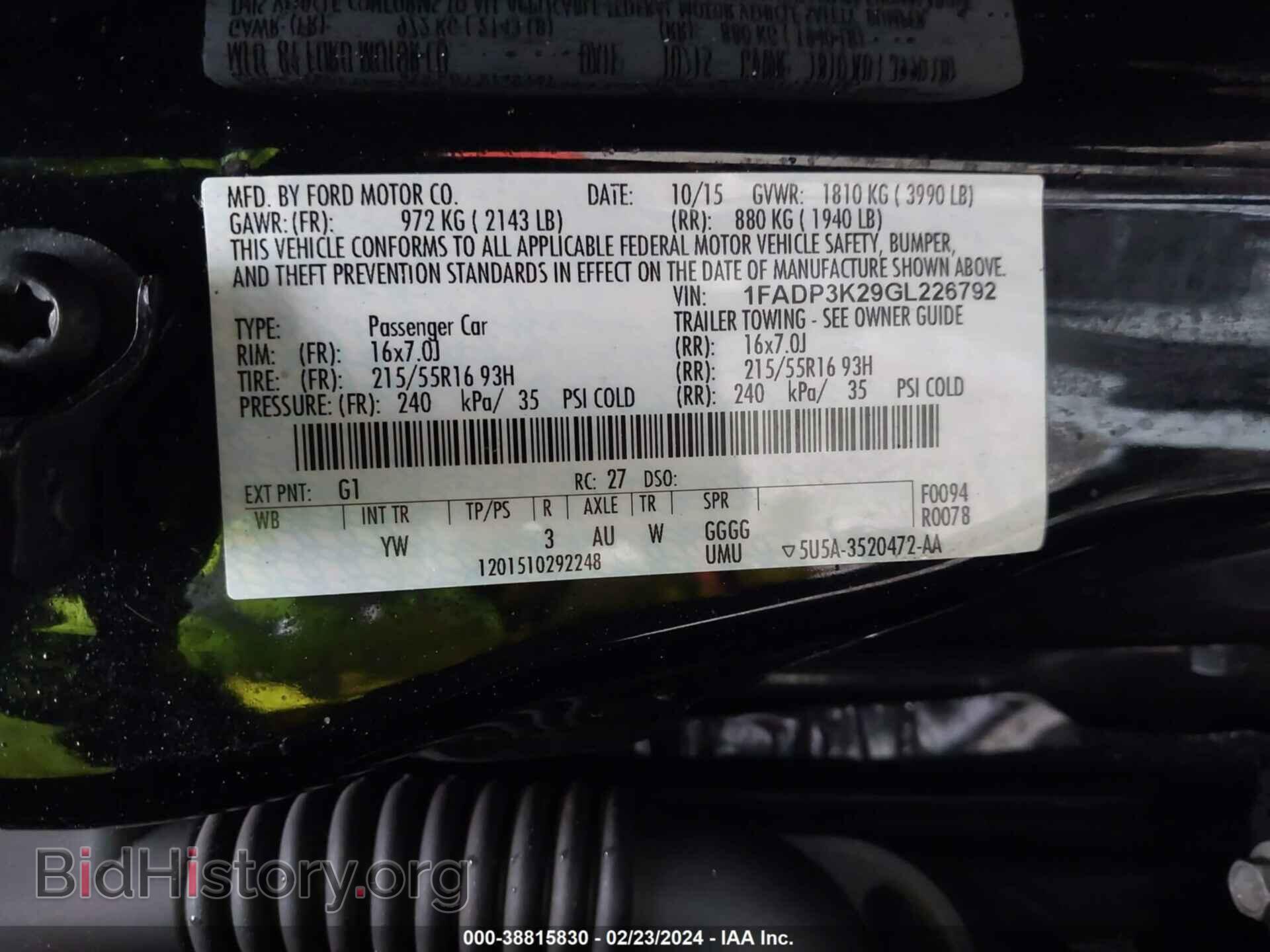 2016 FORD FOCUS - VIN: 1FADP3K29GL226792 - Фото 9