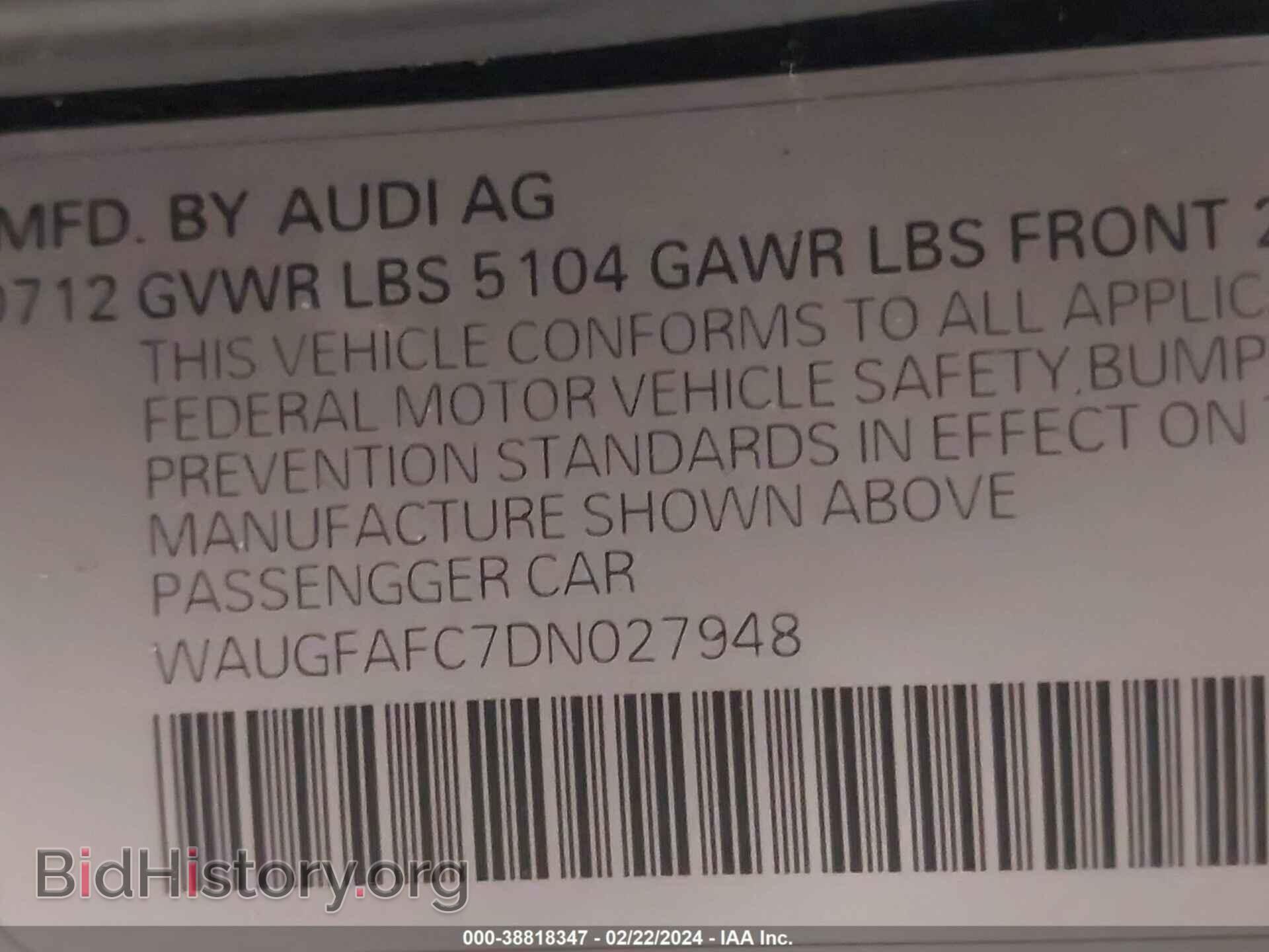 2013 AUDI A6 - VIN: WAUGFAFC7DN027948 - Фото 9