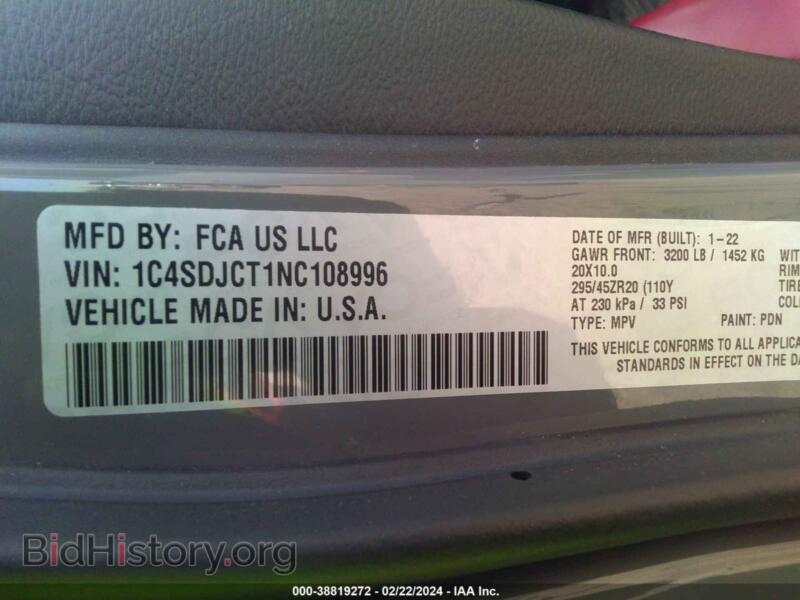 2022 Dodge DURANGO (VIN 1C4SDJCT1NC108996) — photo 9 of 17