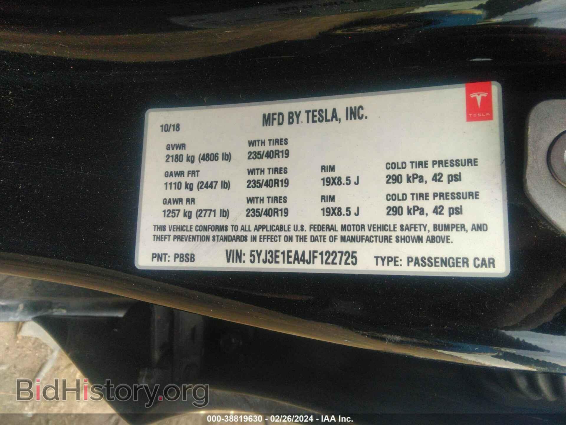 2018 TESLA MODEL 3 - VIN: 5YJ3E1EA4JF122725 - Photo 9