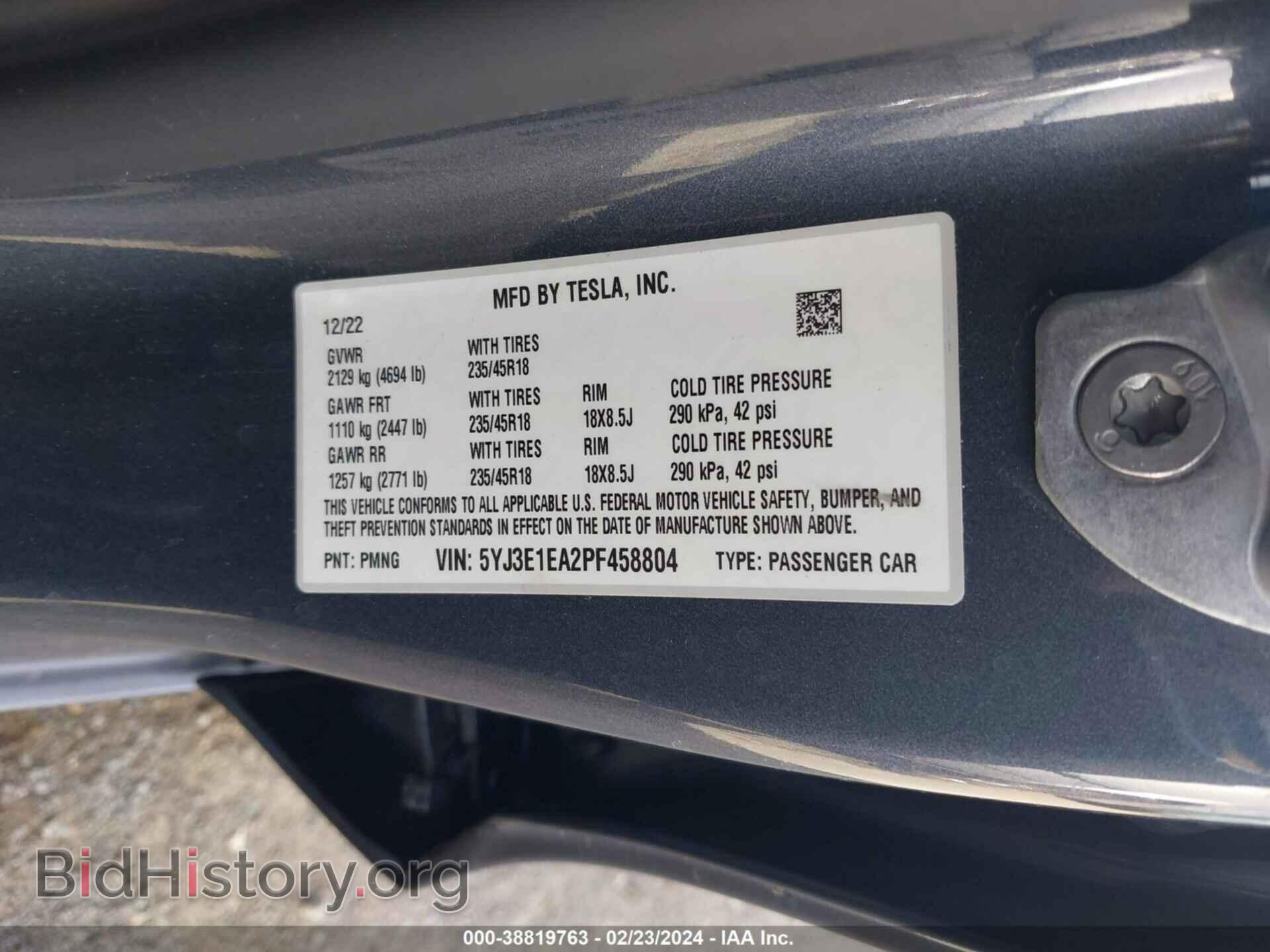 2023 TESLA MODEL 3 - VIN: 5YJ3E1EA2PF458804 - Фото 9