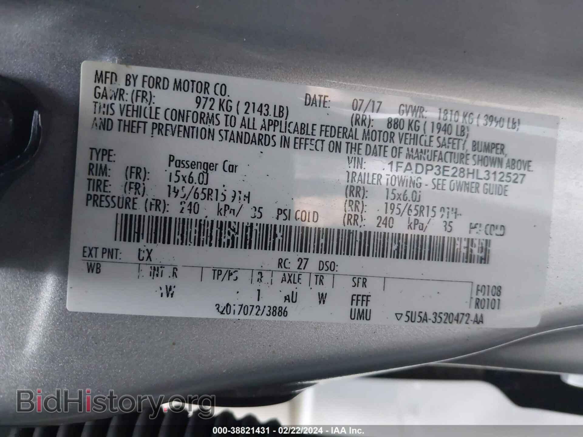2017 FORD FOCUS - VIN: 1FADP3E28HL312527 - Фото 9