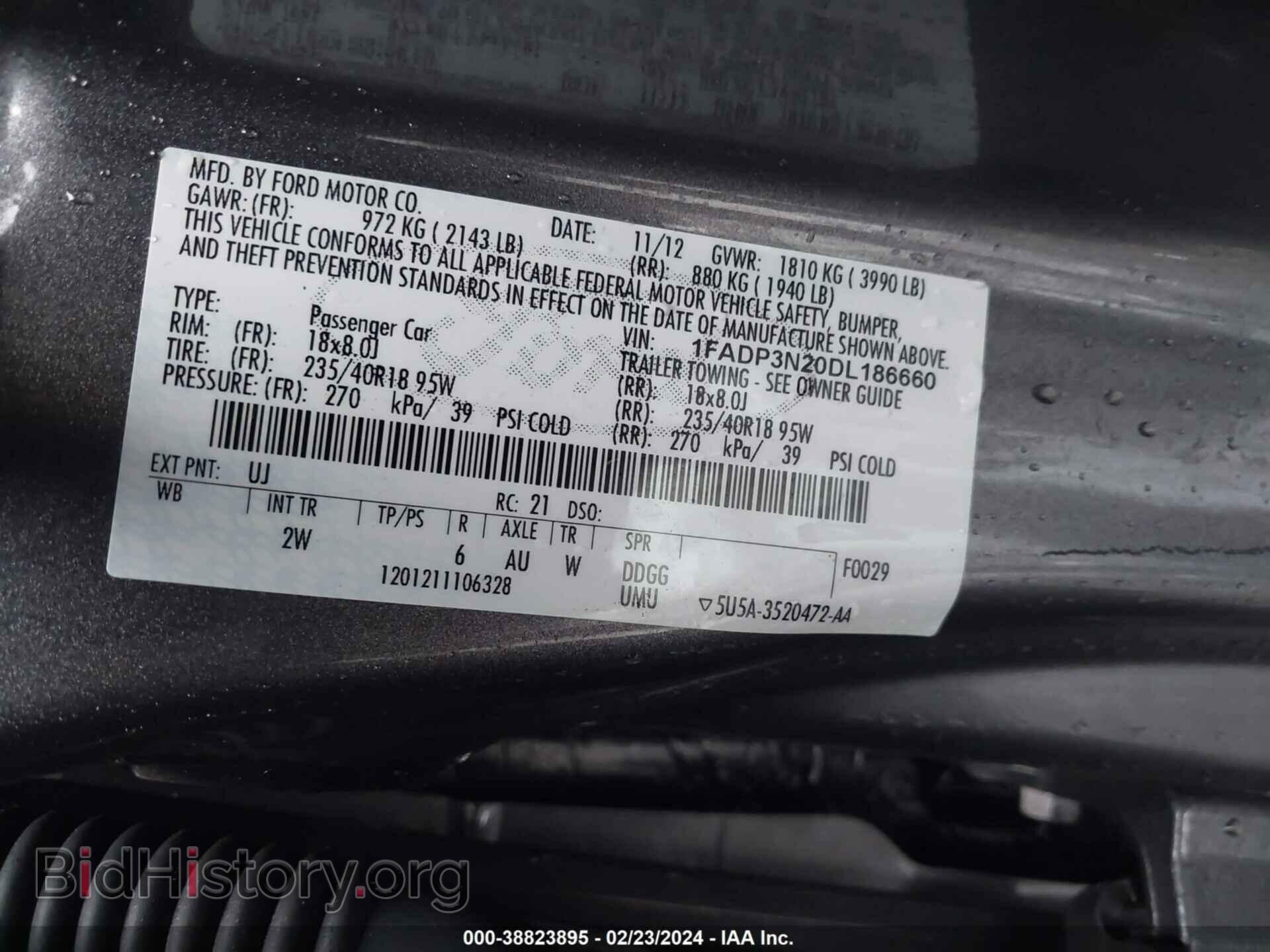 2013 FORD FOCUS - VIN: 1FADP3N20DL186660 - Фото 9