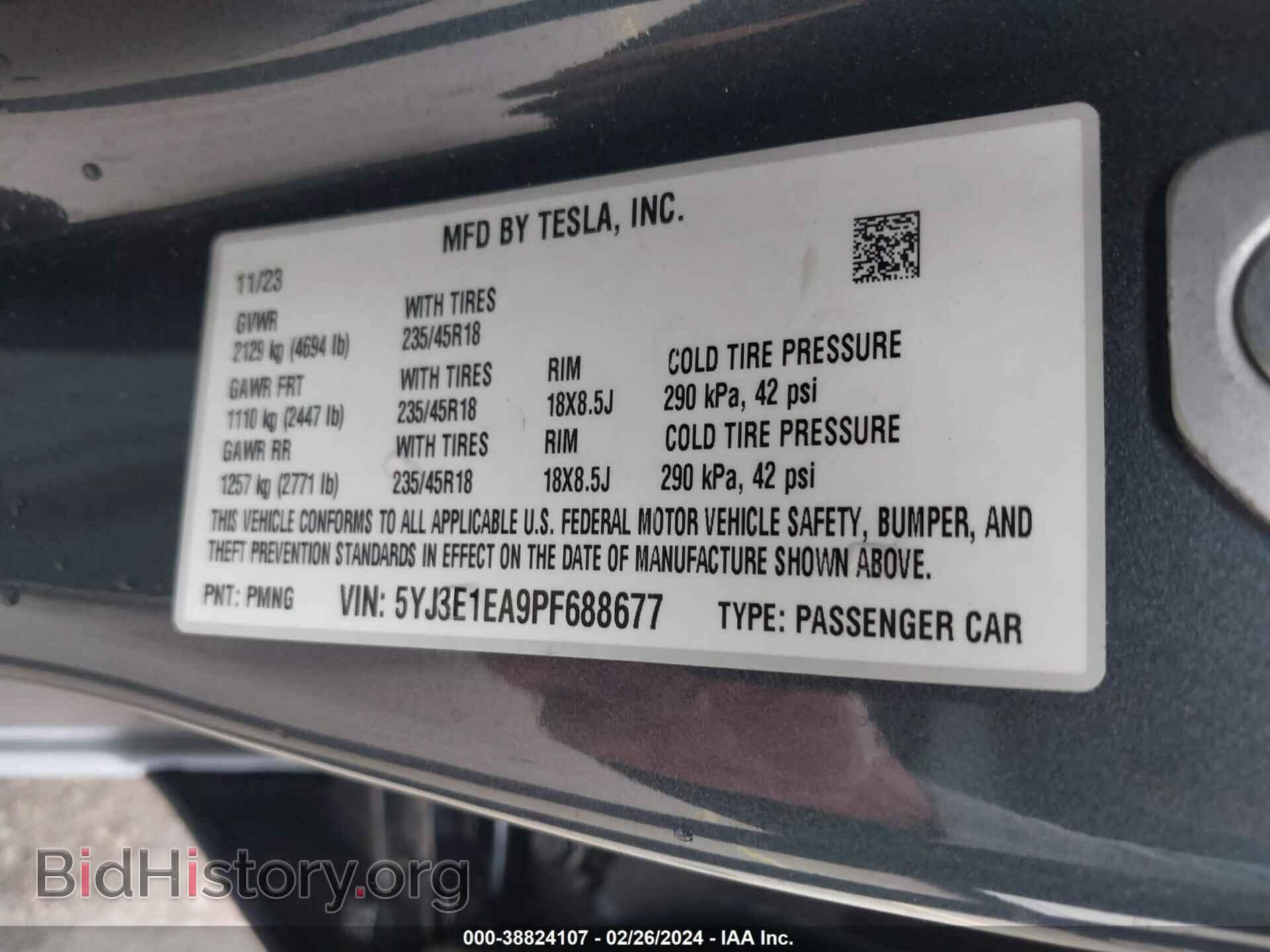2023 TESLA MODEL 3 - VIN: 5YJ3E1EA9PF688677 - Фото 9
