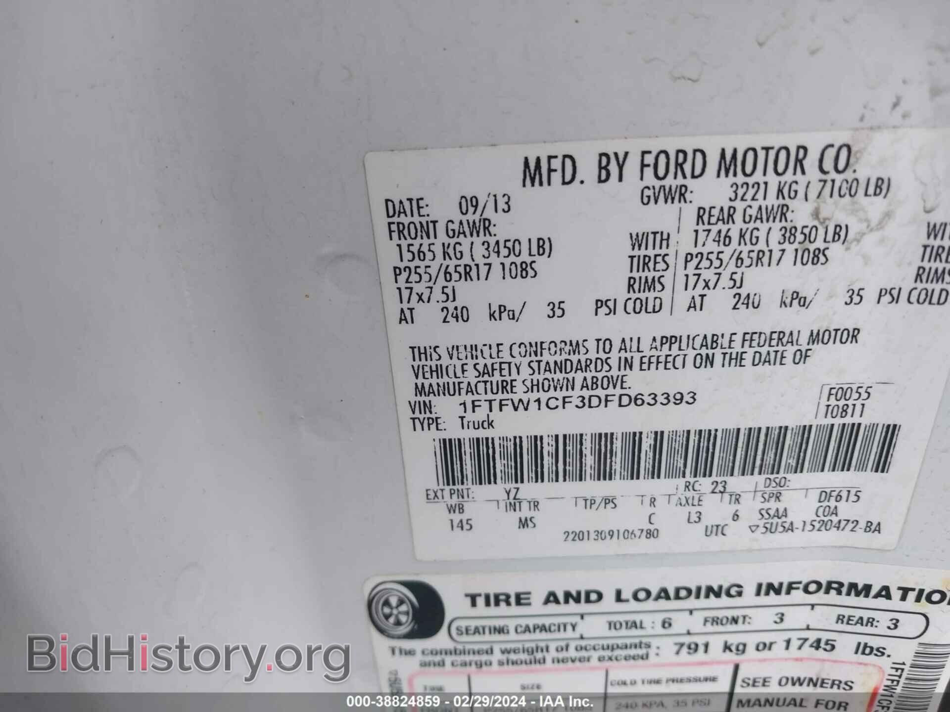 2013 FORD F-150 - VIN: 1FTFW1CF3DFD63393 - Photo 9