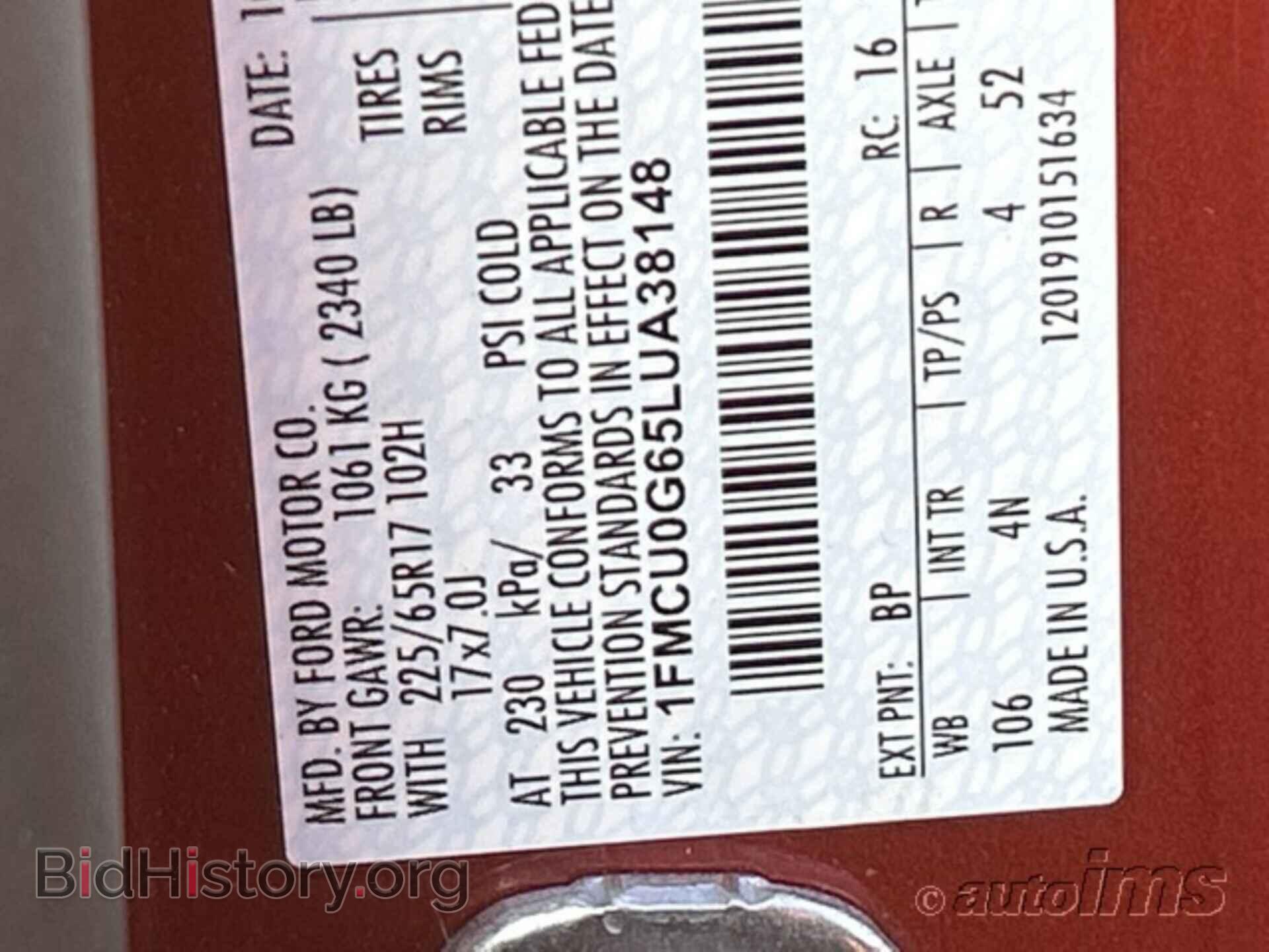 2020 FORD ESCAPE - VIN: 1FMCU0G65LUA38148 - Photo 8