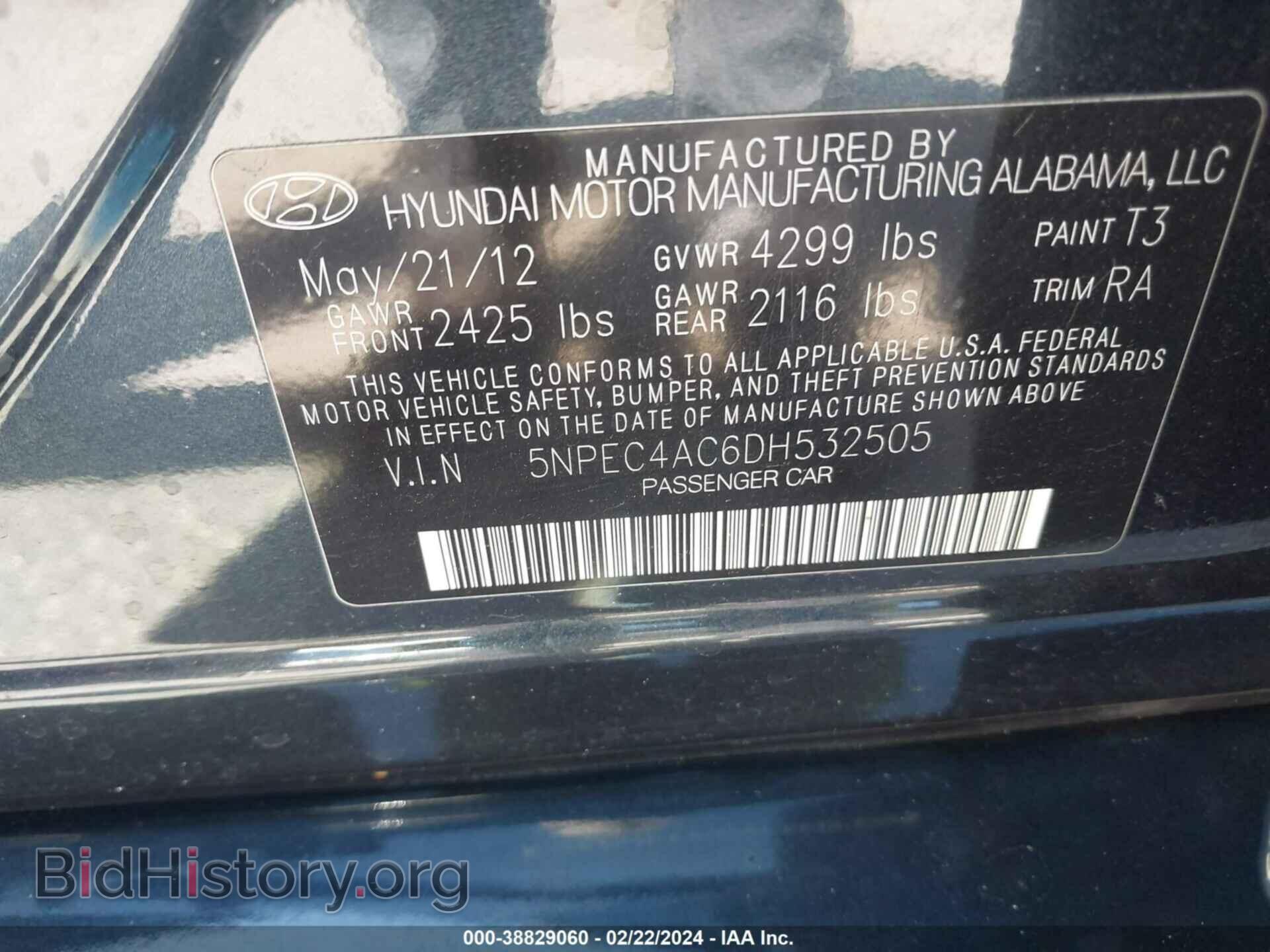 2013 HYUNDAI SONATA - VIN: 5NPEC4AC6DH532505 - Photo 9