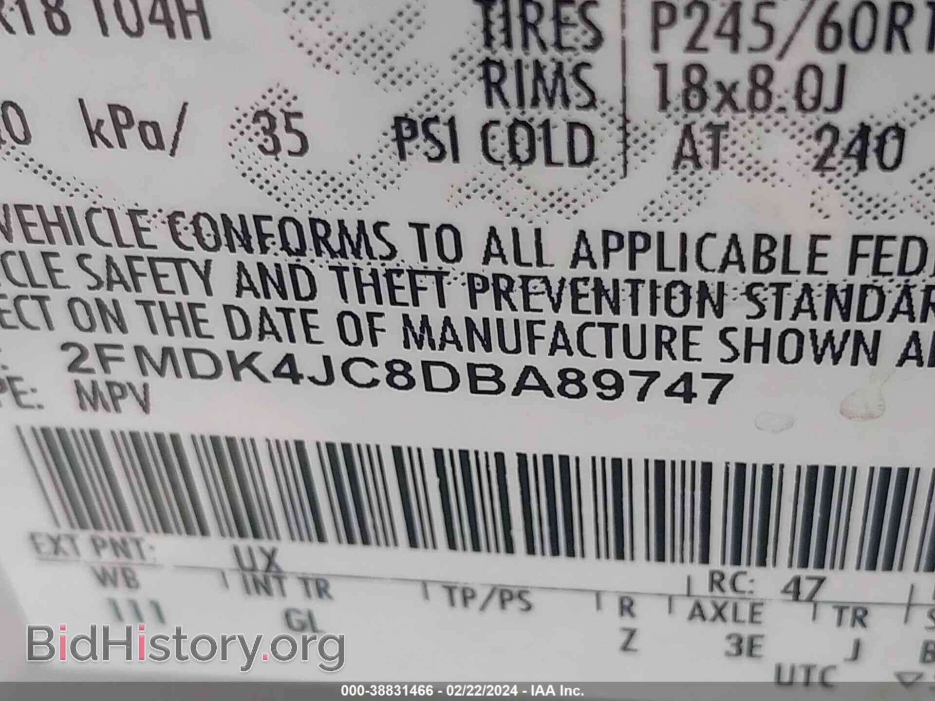 2013 FORD EDGE - VIN: 2FMDK4JC8DBA89747 - Фото 9