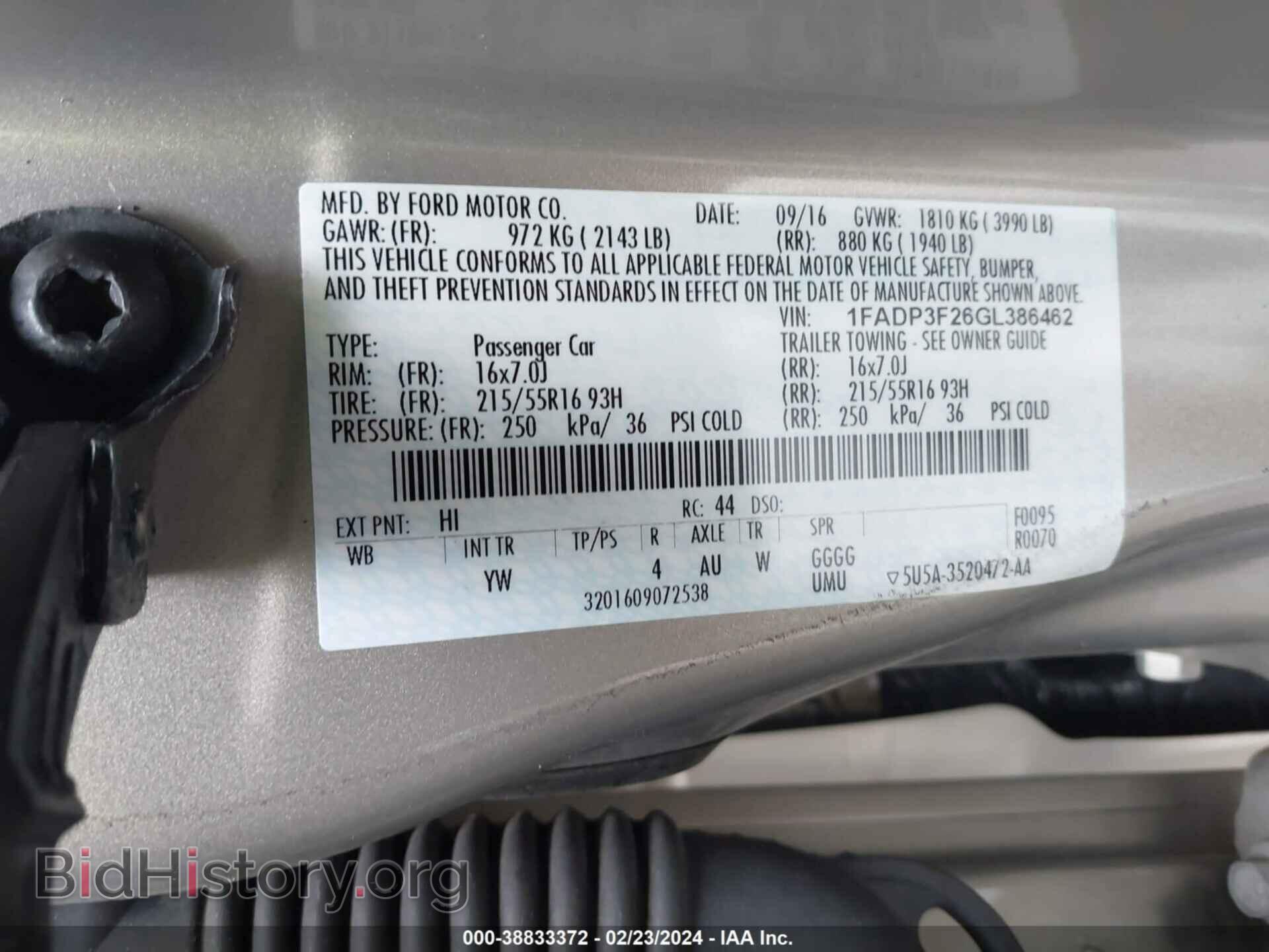 2016 FORD FOCUS - VIN: 1FADP3F26GL386462 - Фото 9
