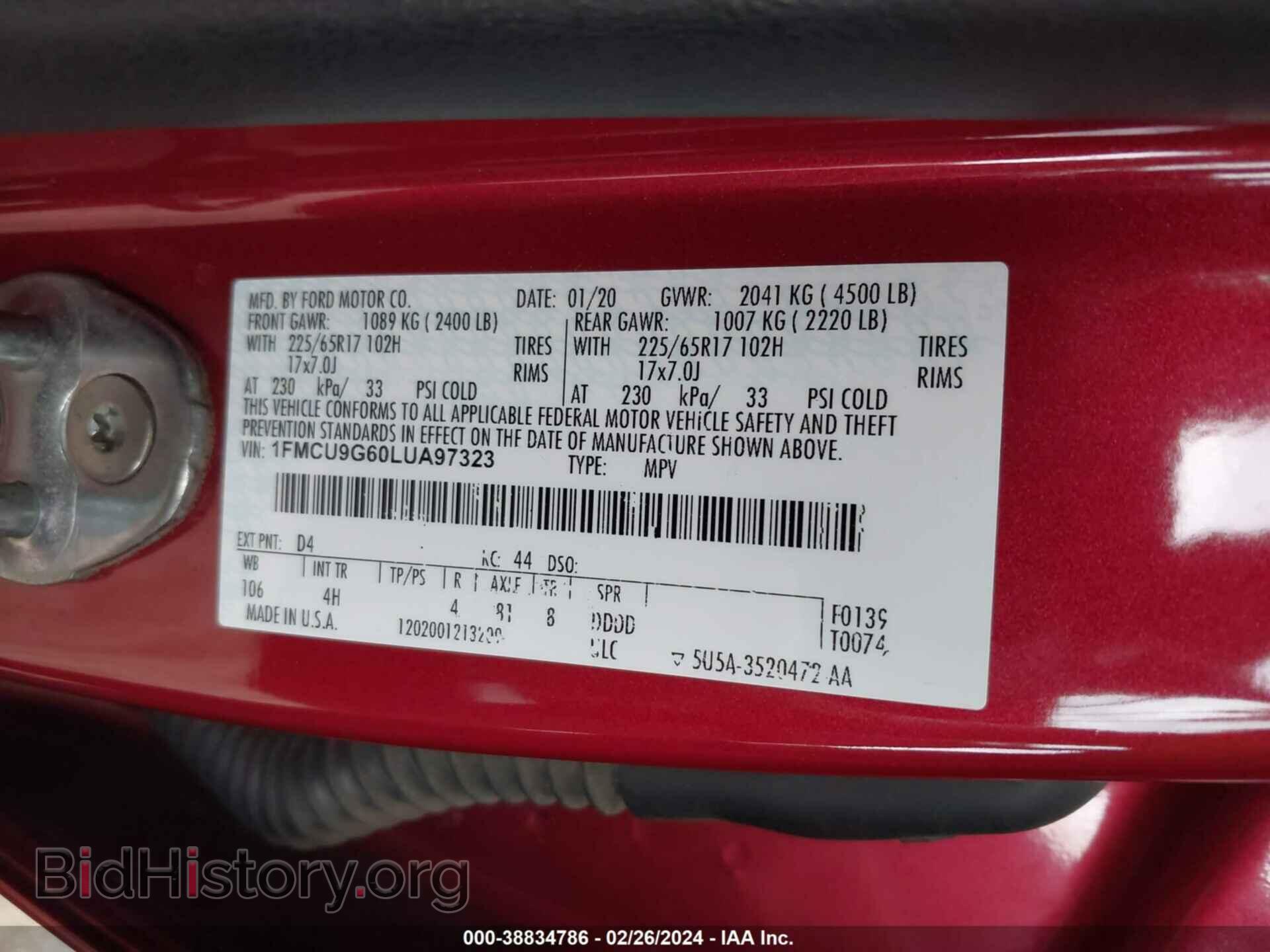 2020 FORD ESCAPE - VIN: 1FMCU9G60LUA97323 - Photo 9
