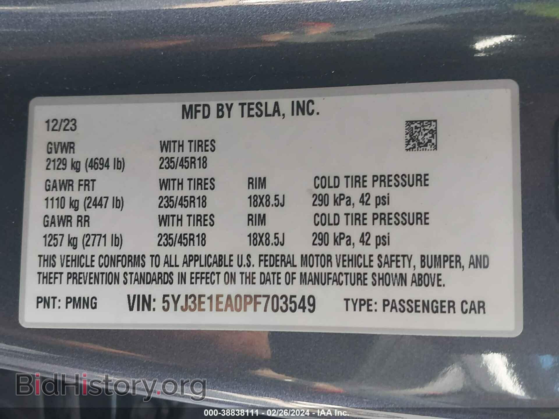 2023 TESLA MODEL 3 - VIN: 5YJ3E1EA0PF703549 - Photo 9