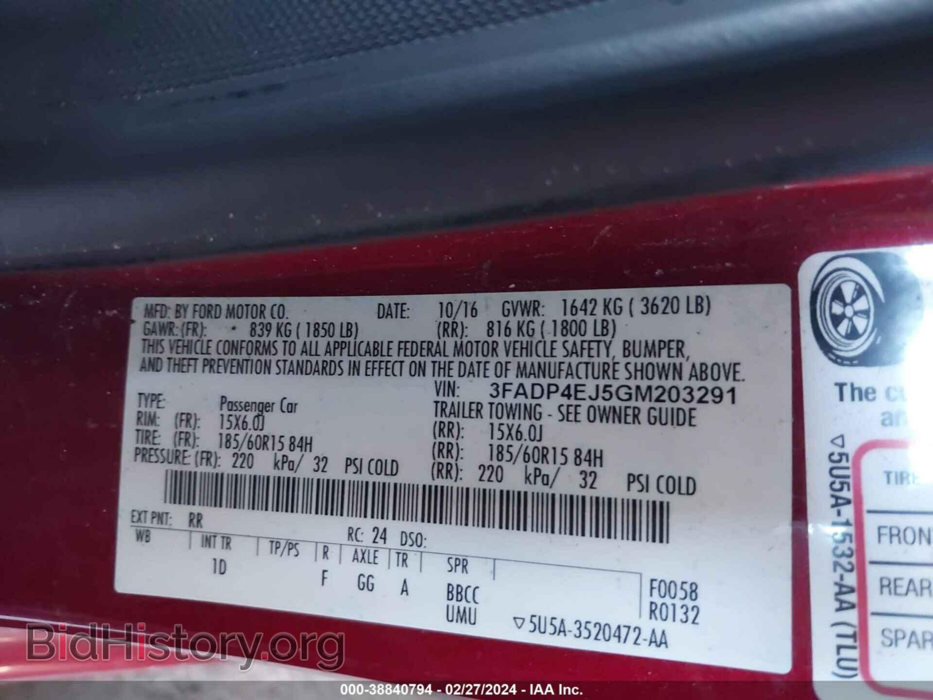 2016 FORD FIESTA - VIN: 3FADP4EJ5GM203291 - Фото 9