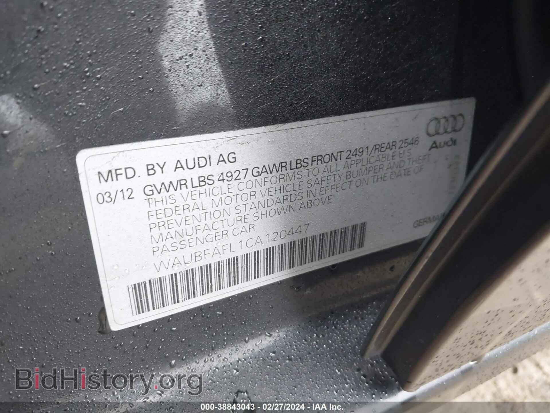 2012 AUDI A4 - VIN: WAUBFAFL1CA120447 - Фото 9