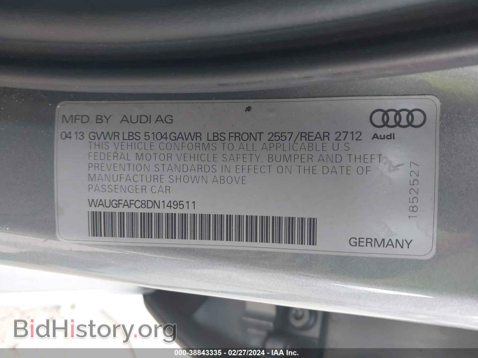 2013 AUDI A6 - VIN: WAUGFAFC8DN149511 - Photo 9