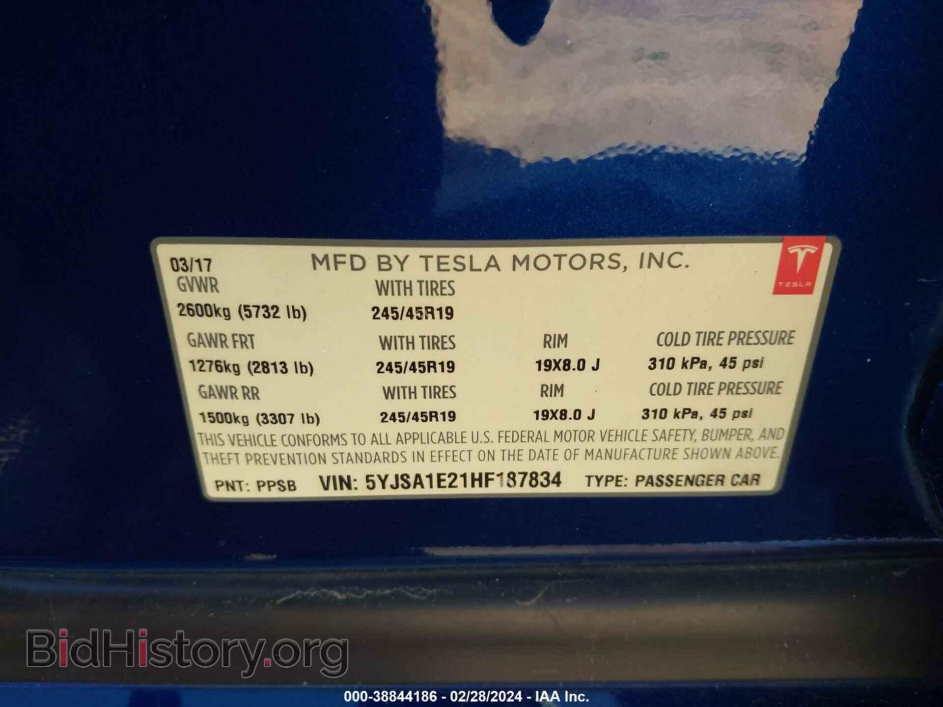 2017 TESLA MODEL S - VIN: 5YJSA1E21HF187834 - Photo 9