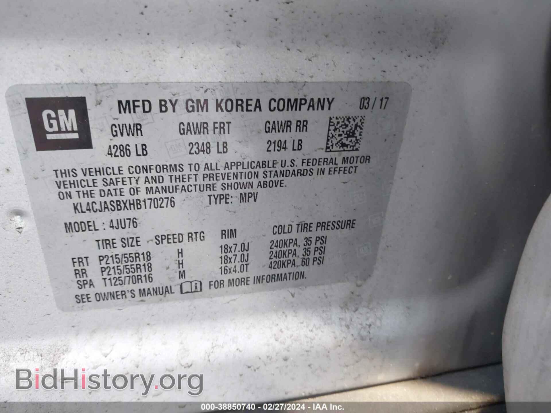 2017 BUICK ENCORE - VIN: KL4CJASBXHB170276 - Photo 9