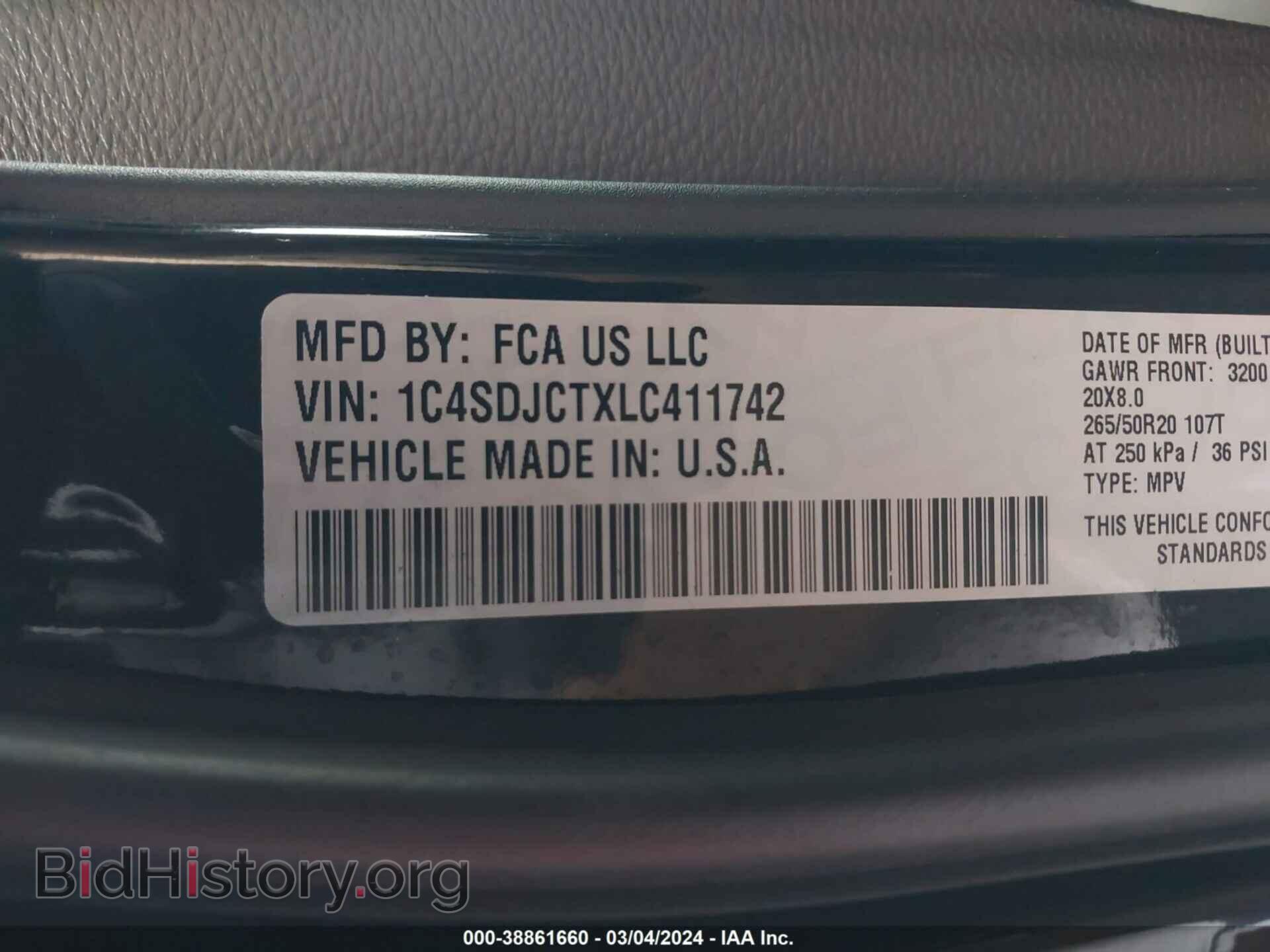2020 DODGE DURANGO - VIN: 1C4SDJCTXLC411742 - Photo 9