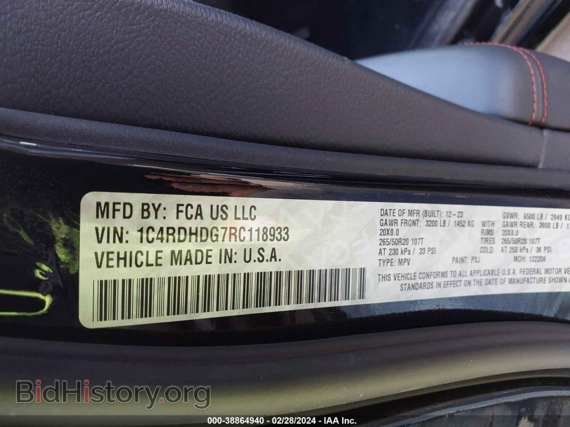 2024 DODGE DURANGO - VIN: 1C4RDHDG7RC118933 - Фото 9