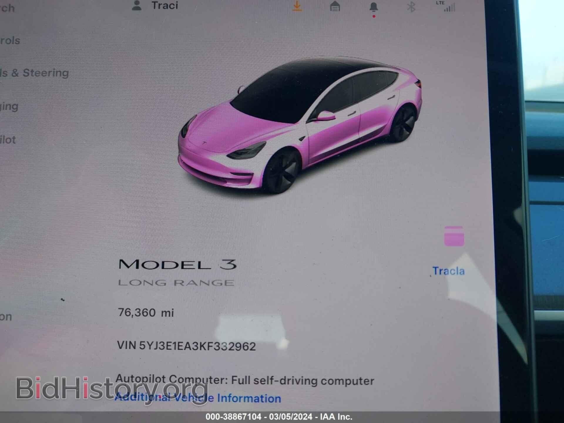 2019 TESLA MODEL 3 - VIN: 5YJ3E1EA3KF332962 - Фото 7