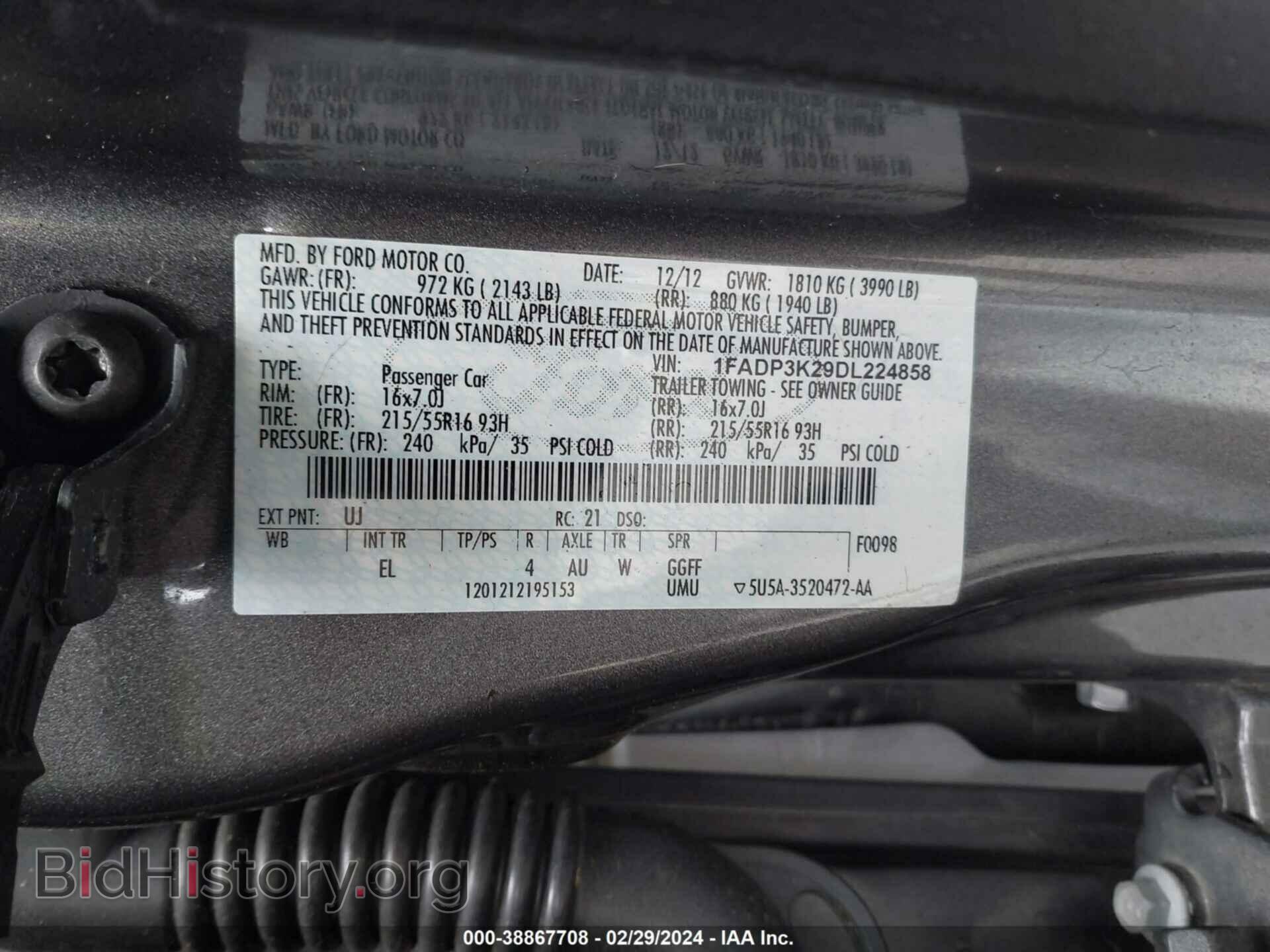 2013 FORD FOCUS - VIN: 1FADP3K29DL224858 - Фото 9