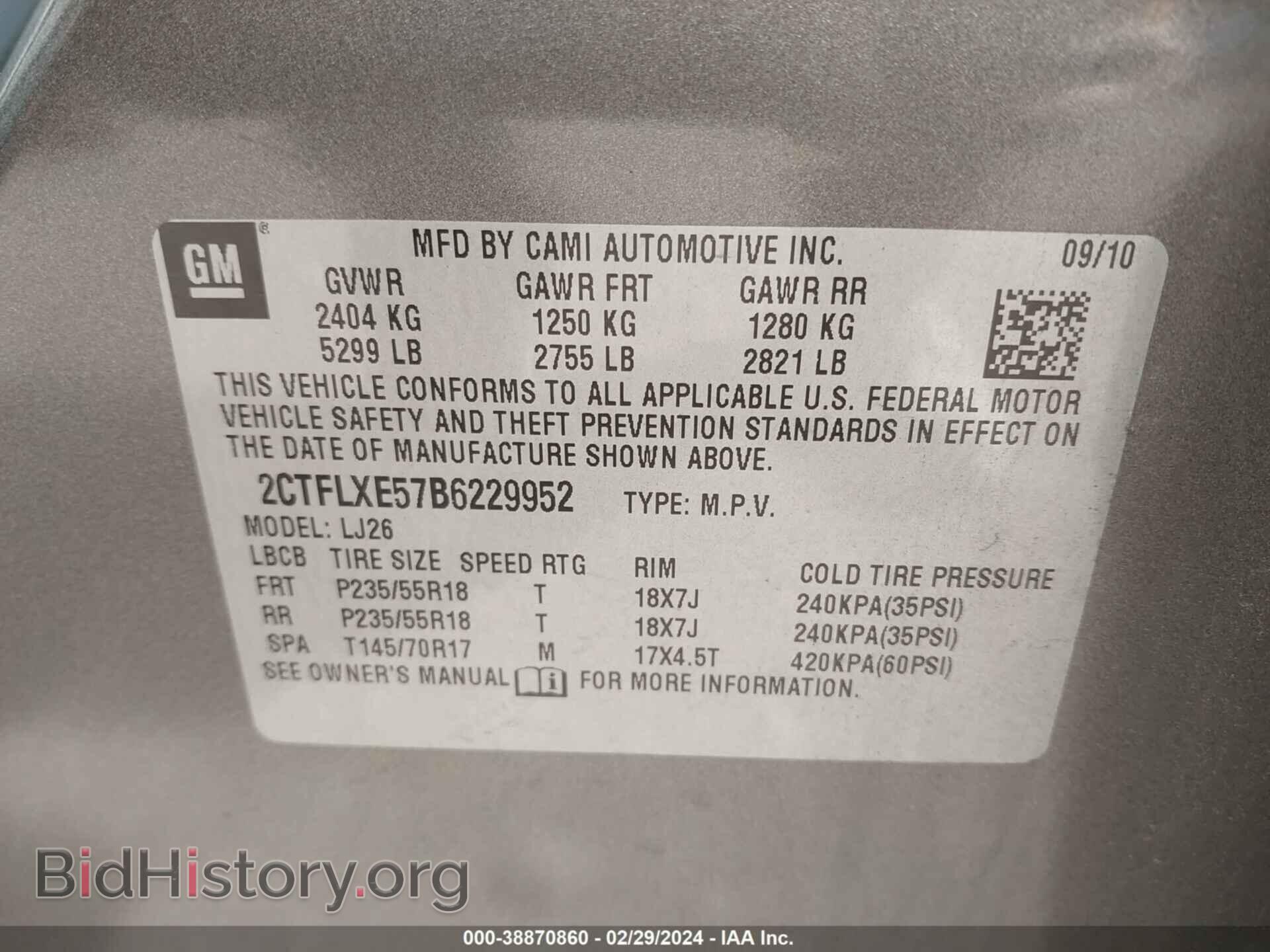 2011 GMC TERRAIN - VIN: 2CTFLXE57B6229952 - Photo 9
