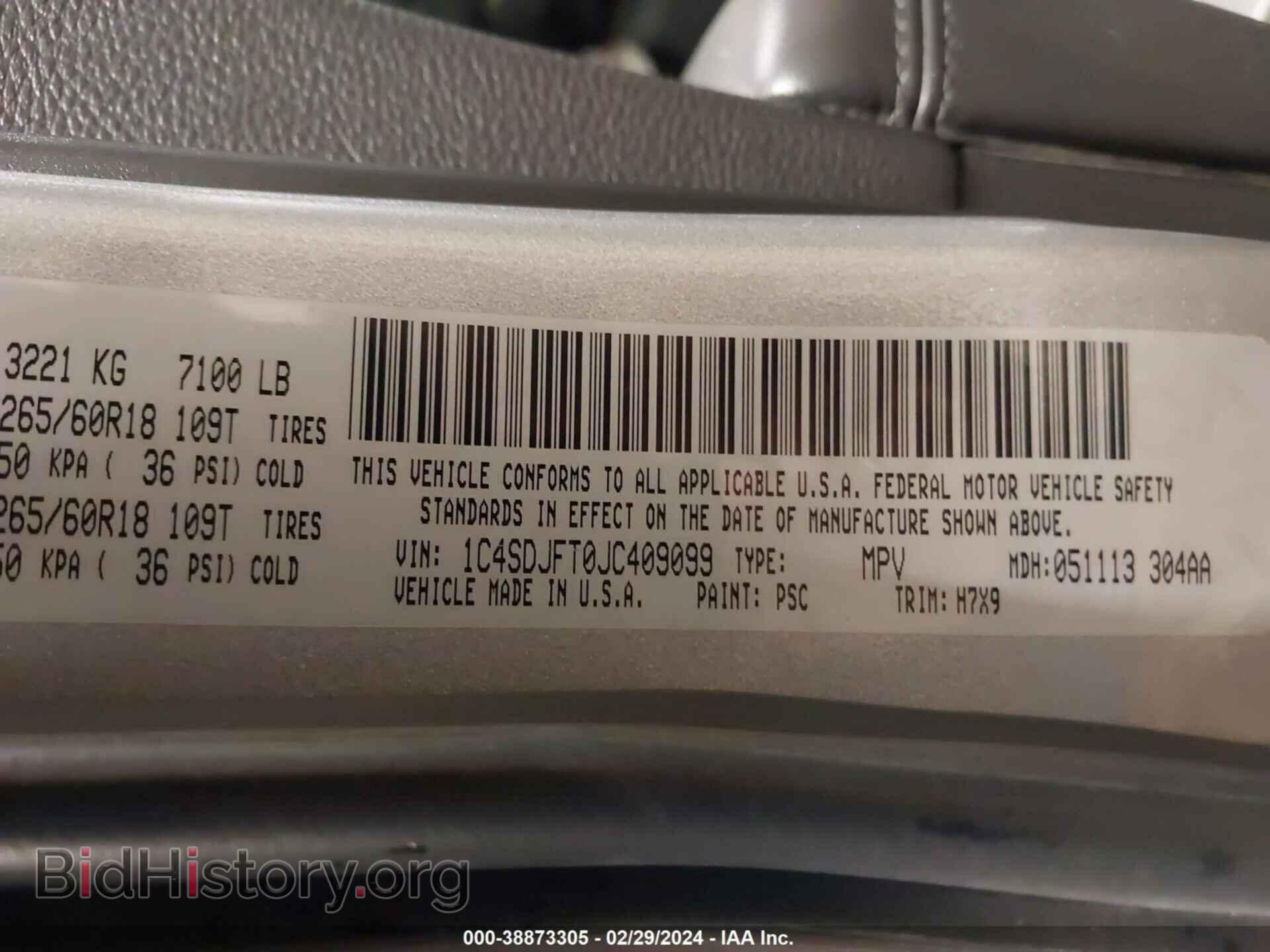 2018 DODGE DURANGO - VIN: 1C4SDJFT0JC409099 - Фото 9