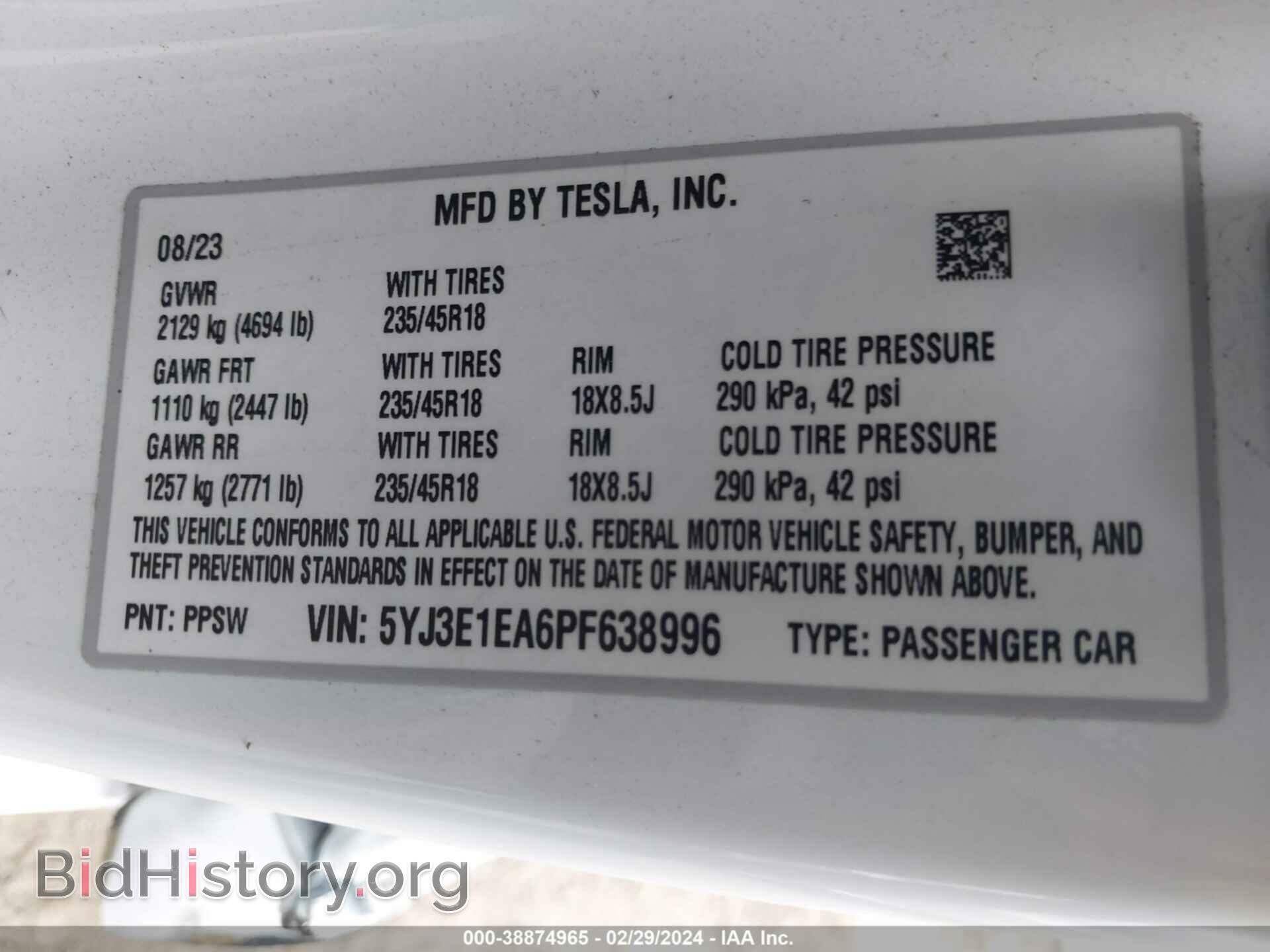2023 TESLA MODEL 3 - VIN: 5YJ3E1EA6PF638996 - Фото 9