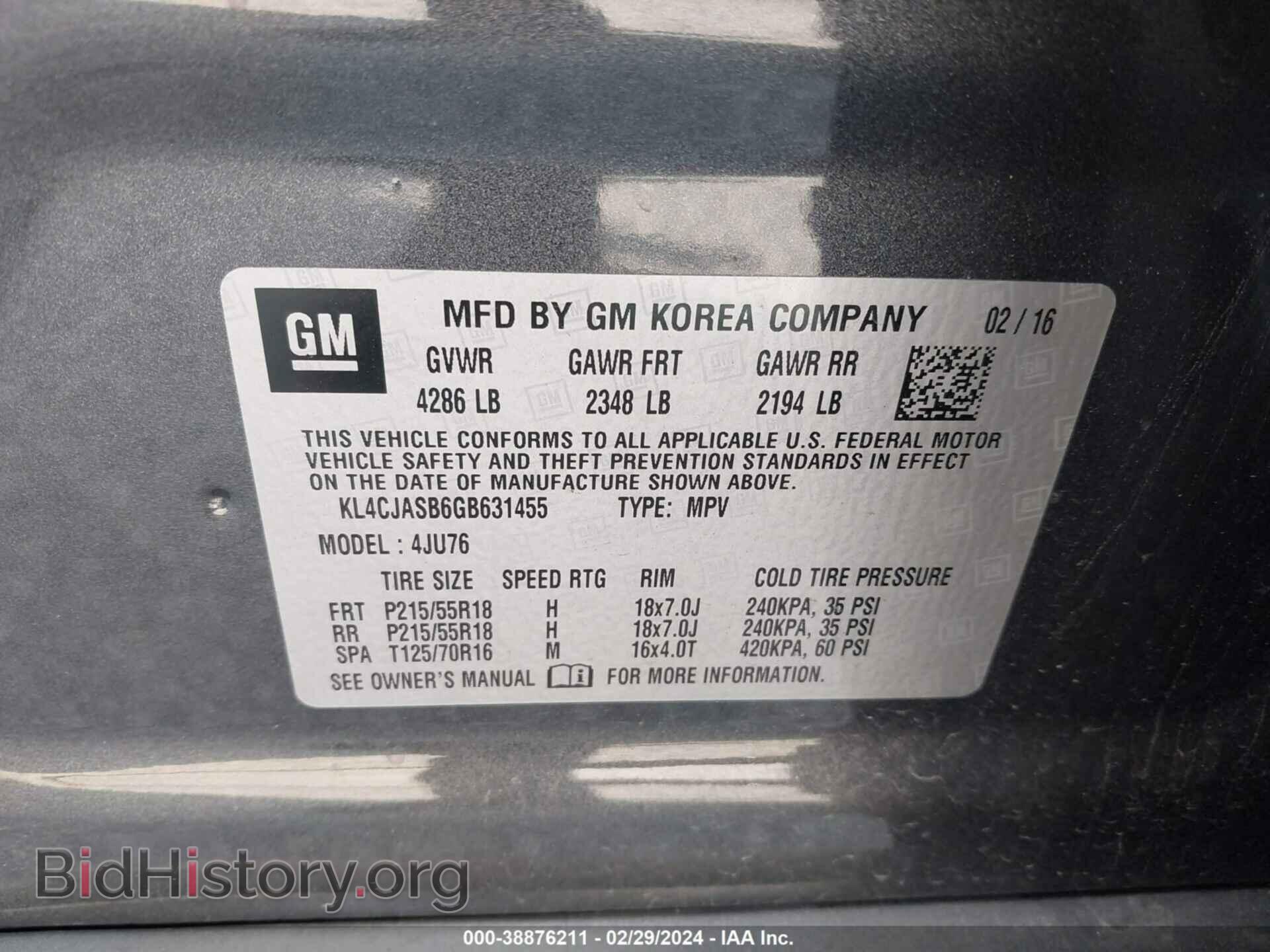 2016 BUICK ENCORE - VIN: KL4CJASB6GB631455 - Photo 9