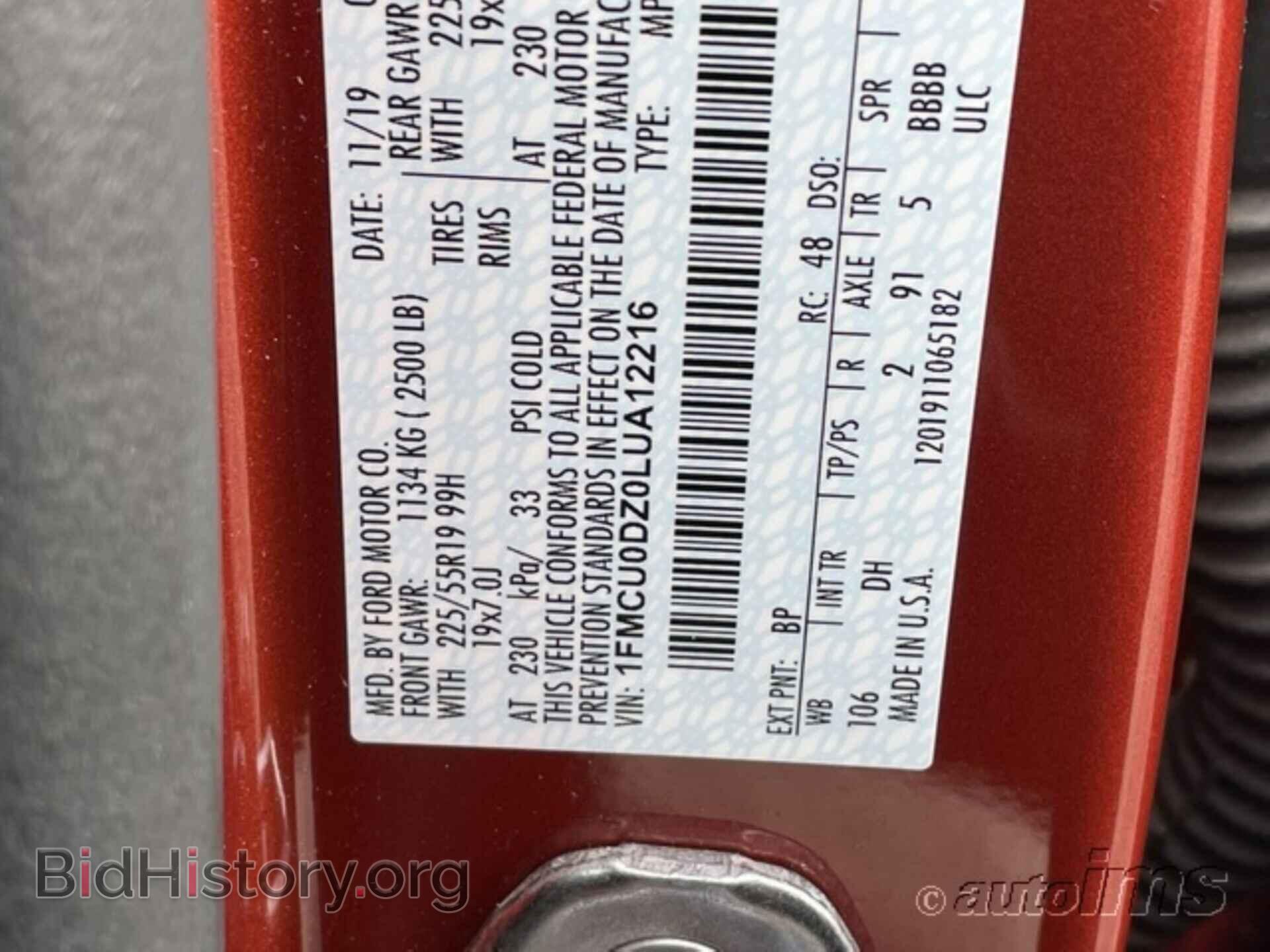 2020 FORD ESCAPE - VIN: 1FMCU0DZ0LUA12216 - Photo 9