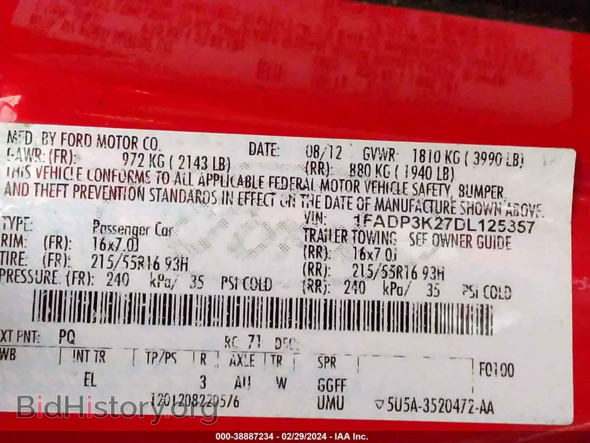 2013 FORD FOCUS - VIN: 1FADP3K27DL125357 - Фото 9