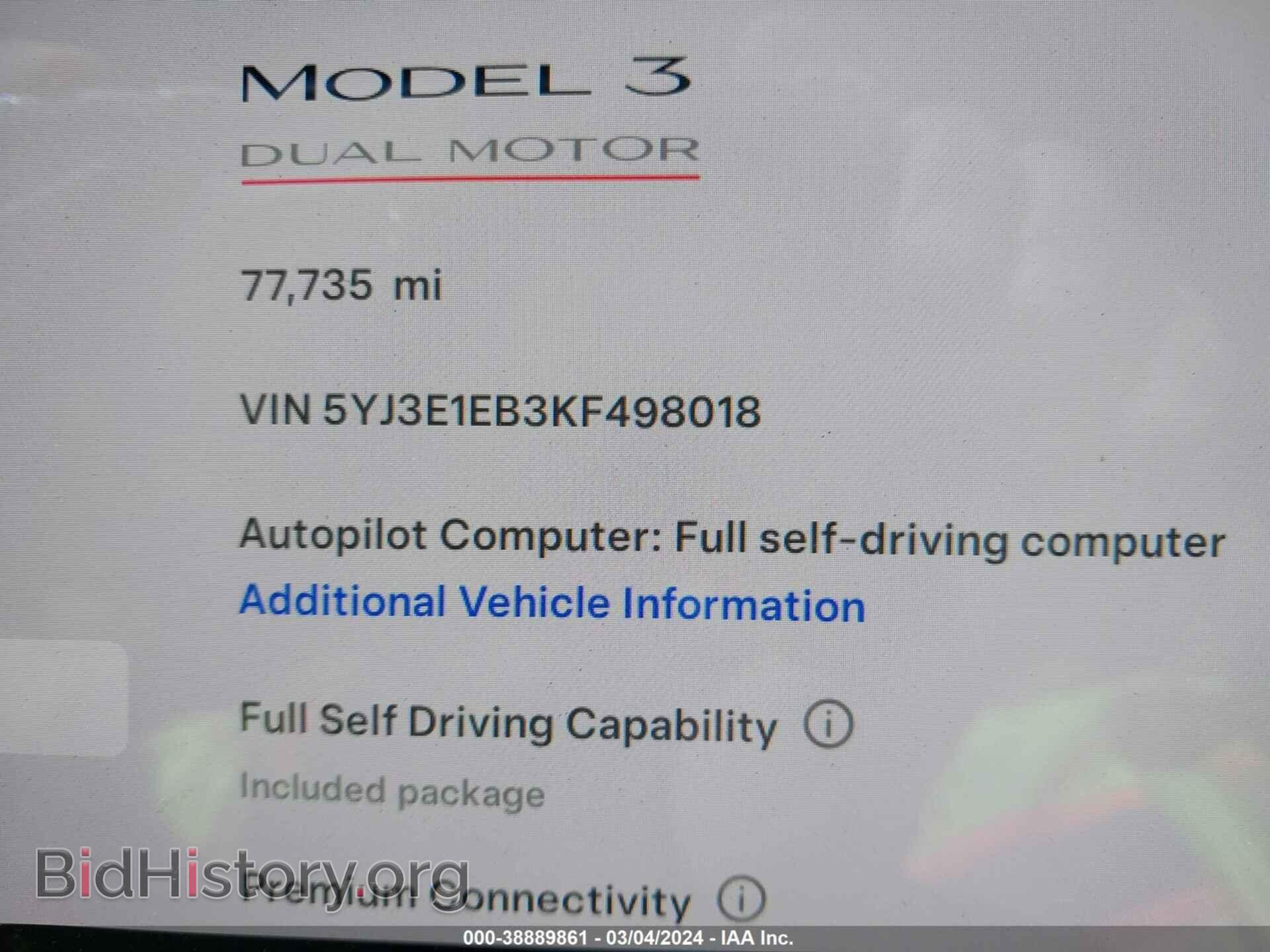 2019 TESLA MODEL 3 - VIN: 5YJ3E1EB3KF498018 - Photo 7