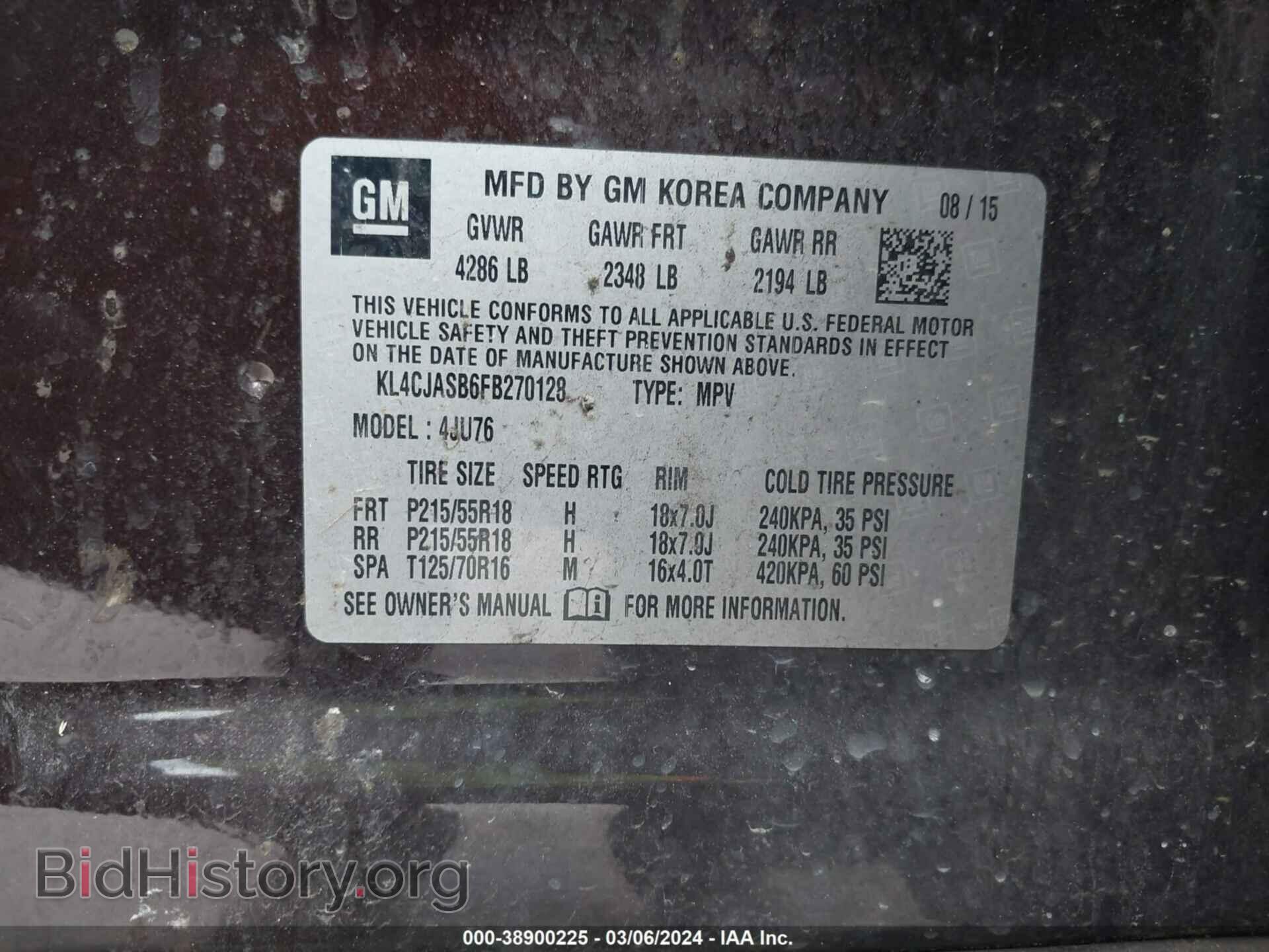 2015 BUICK ENCORE - VIN: KL4CJASB6FB270128 - Photo 9
