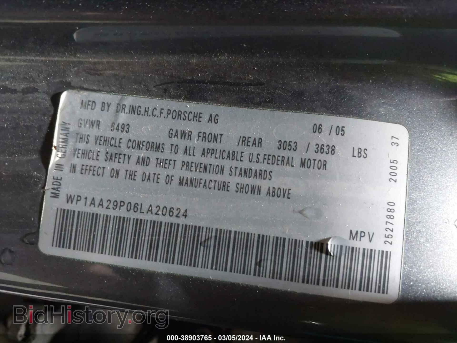 2006 PORSCHE CAYENNE - VIN: WP1AA29P06LA20624 - Фото 9
