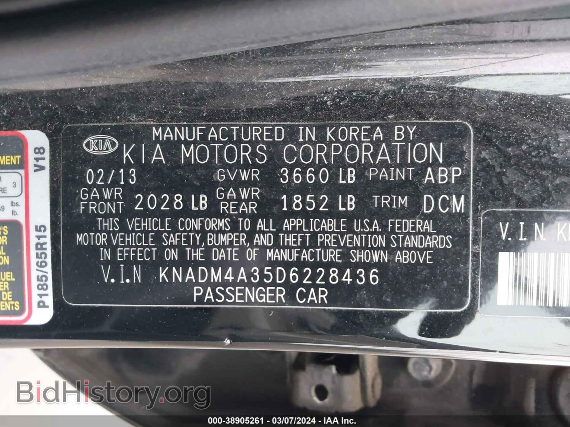 2013 KIA RIO - VIN: KNADM4A35D6228436 - Фото 9