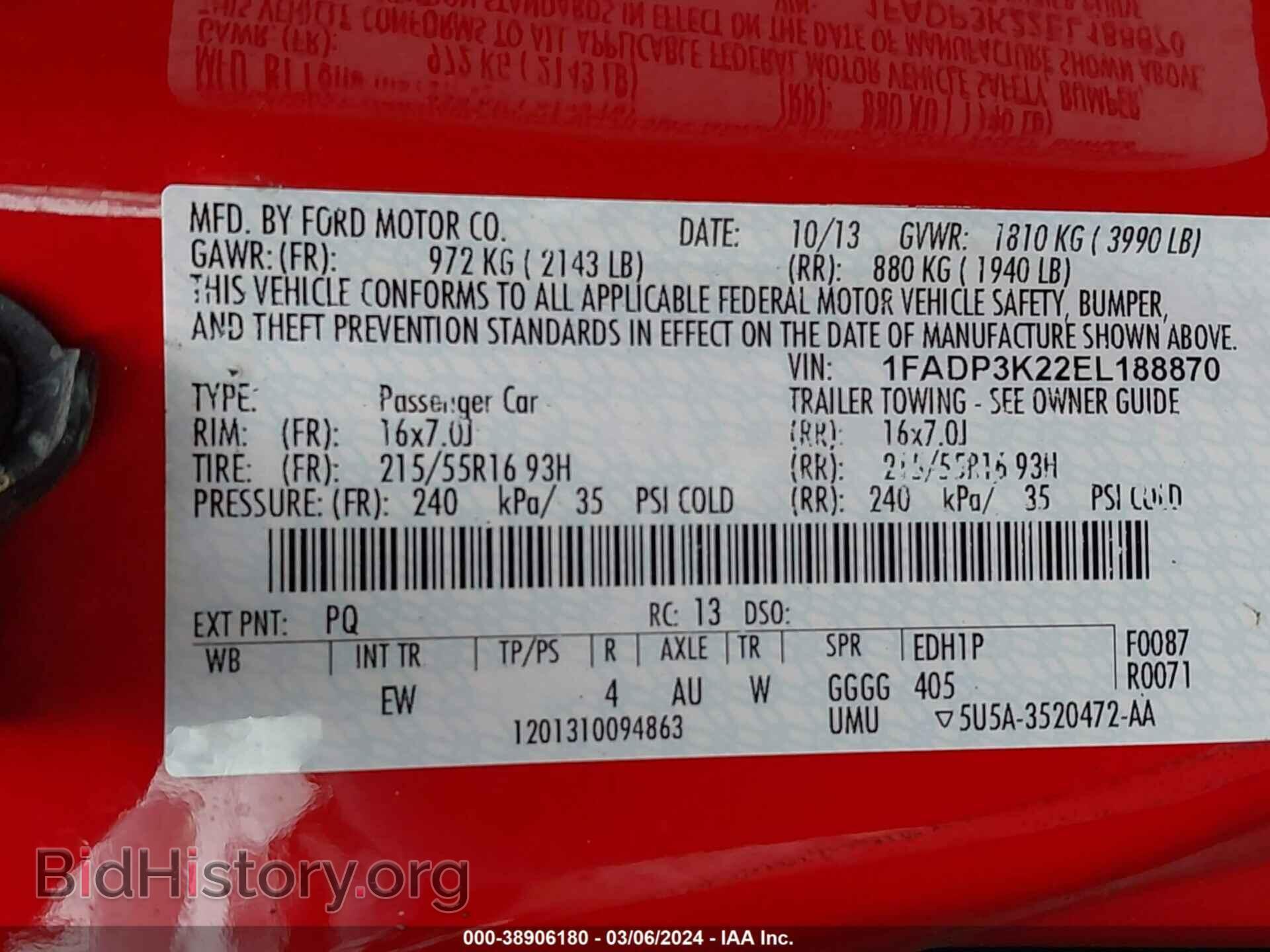 2014 FORD FOCUS - VIN: 1FADP3K22EL188870 - Фото 9