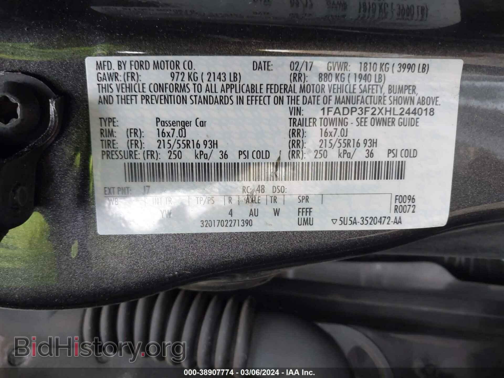 2017 FORD FOCUS - VIN: 1FADP3F2XHL244018 - Фото 9