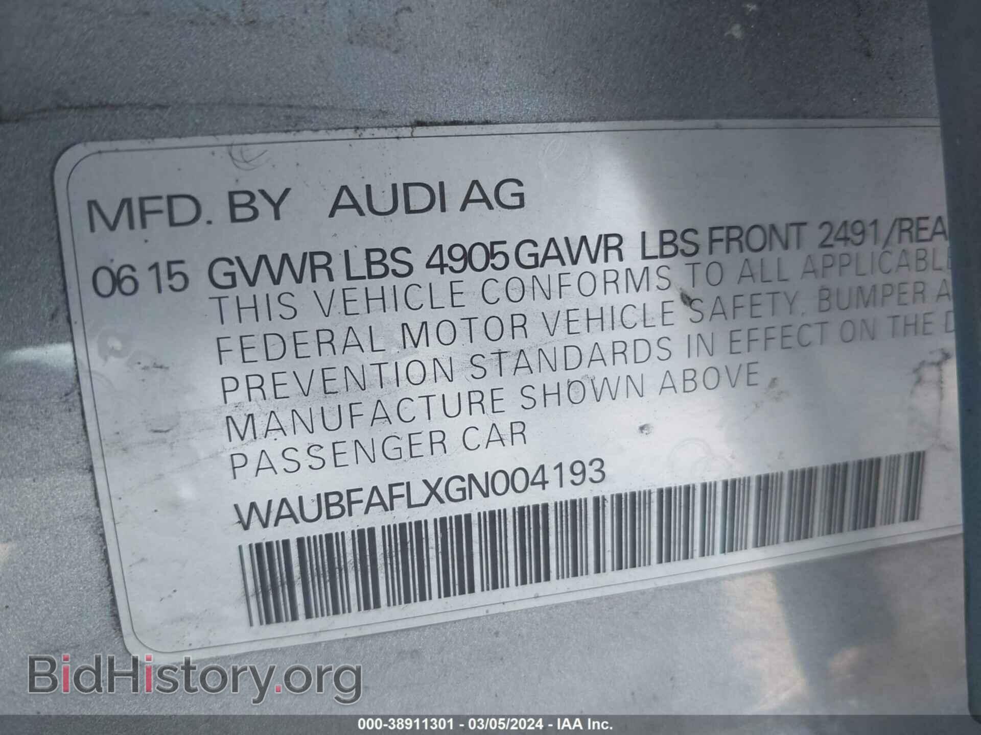 2016 AUDI A4 - VIN: WAUBFAFLXGN004193 - Фото 9