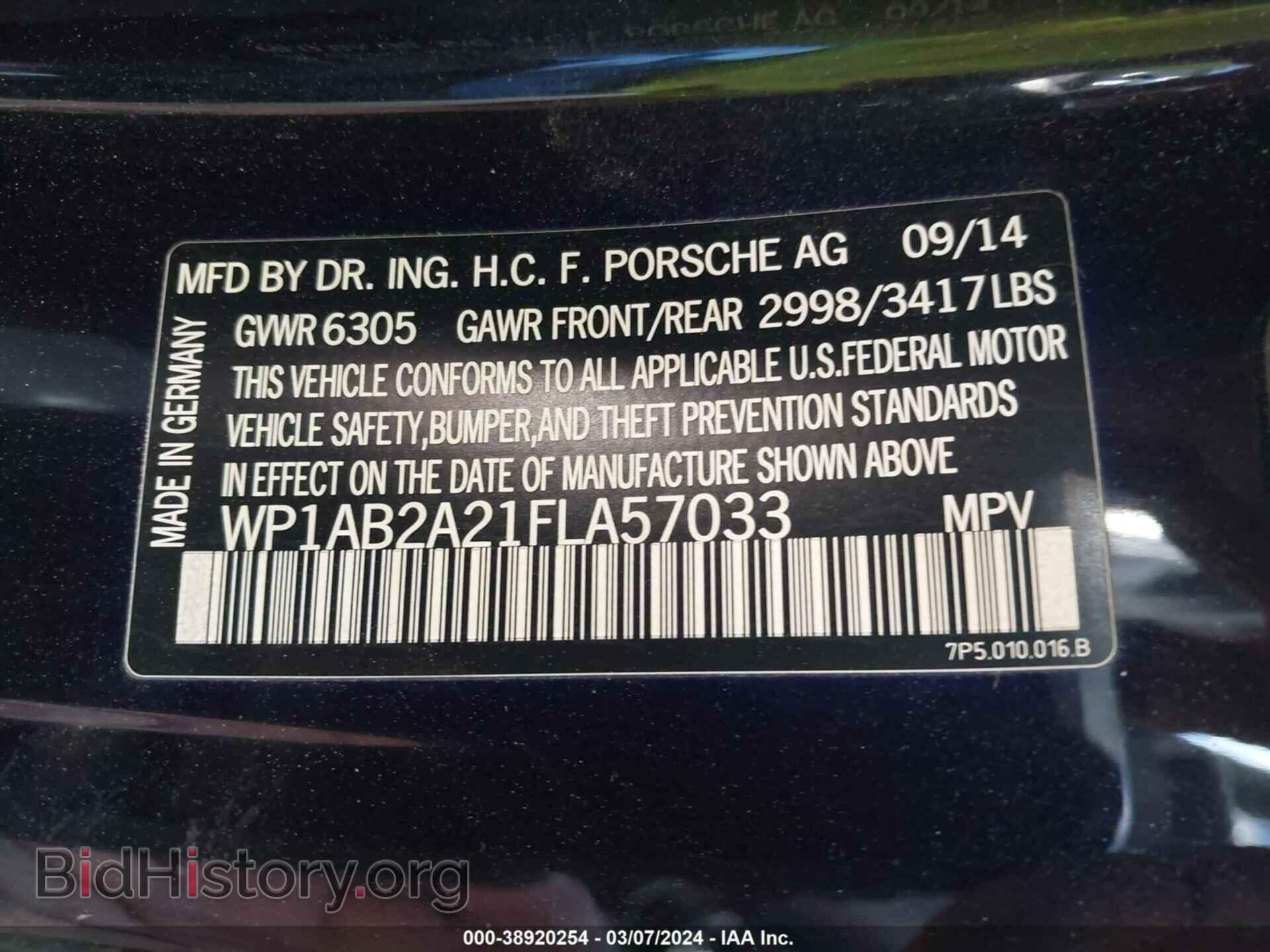 2015 PORSCHE CAYENNE - VIN: WP1AB2A21FLA57033 - Фото 9
